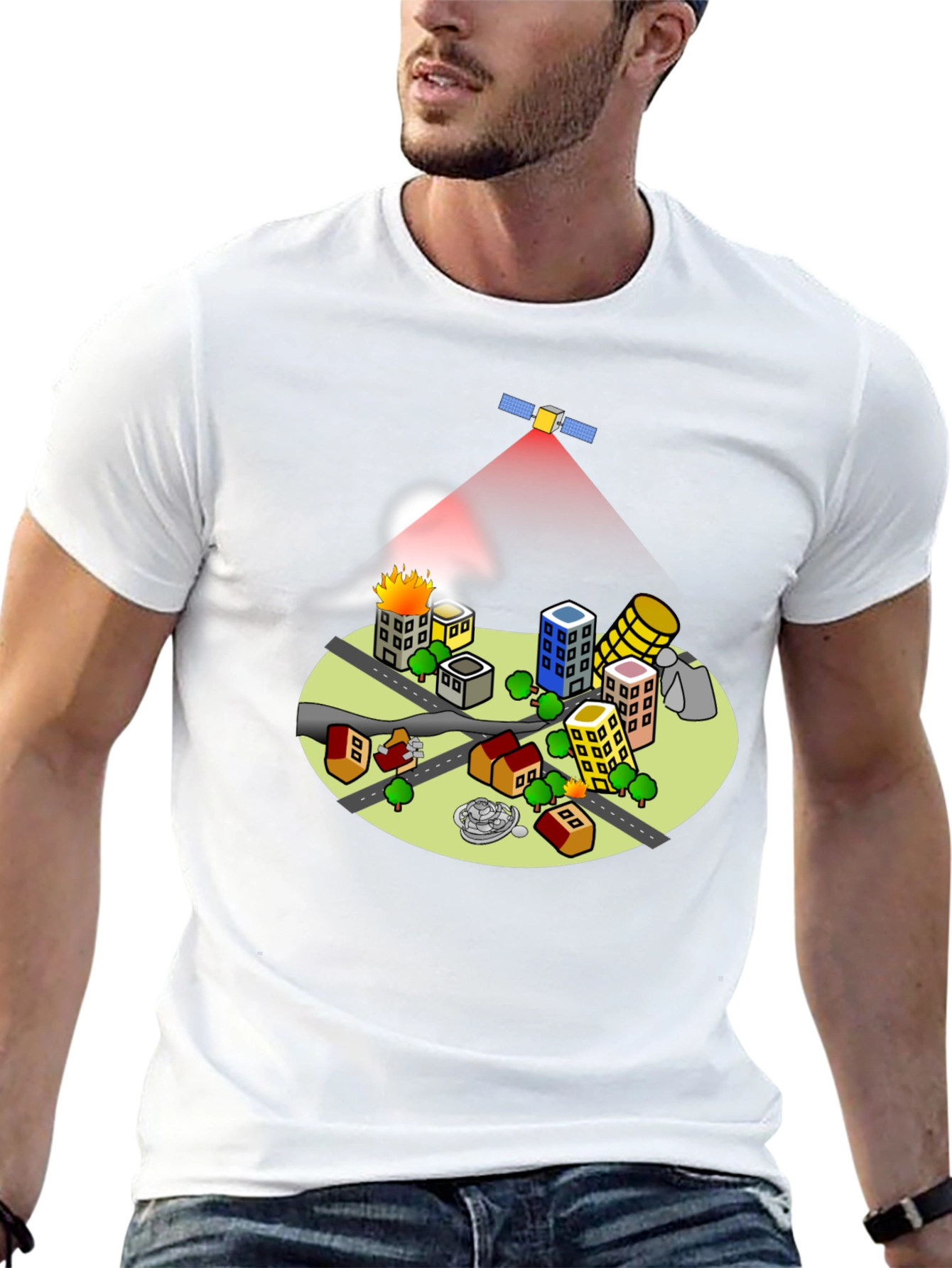 Satellite City T-Shirt - Unique Graphic Tee