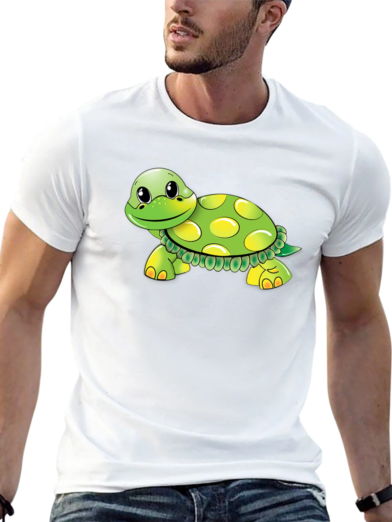Cute Turtle Graphic Tee - Black Cotton Blend Shirt