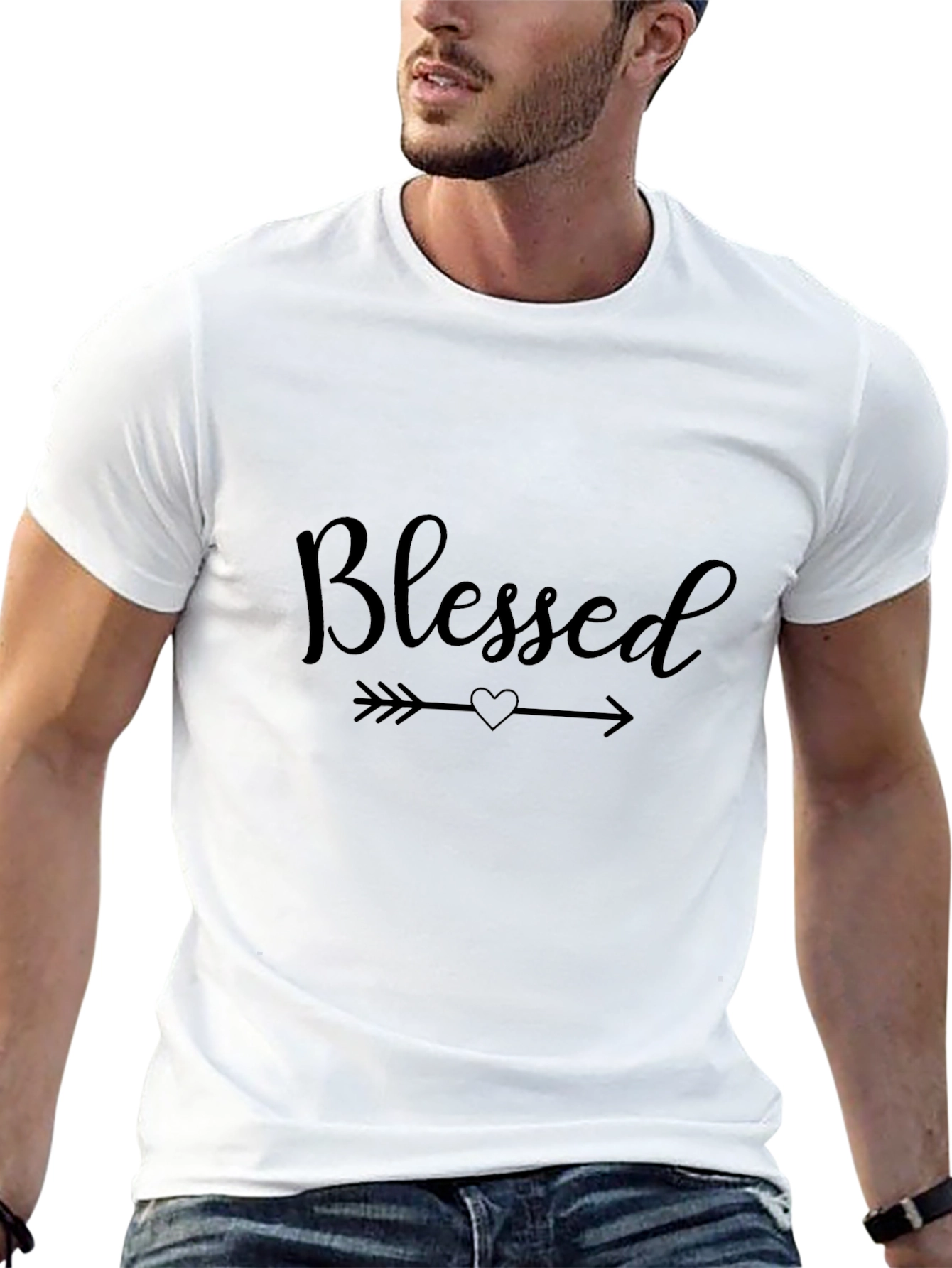 Blessed Arrow Heart Graphic Black T-Shirt