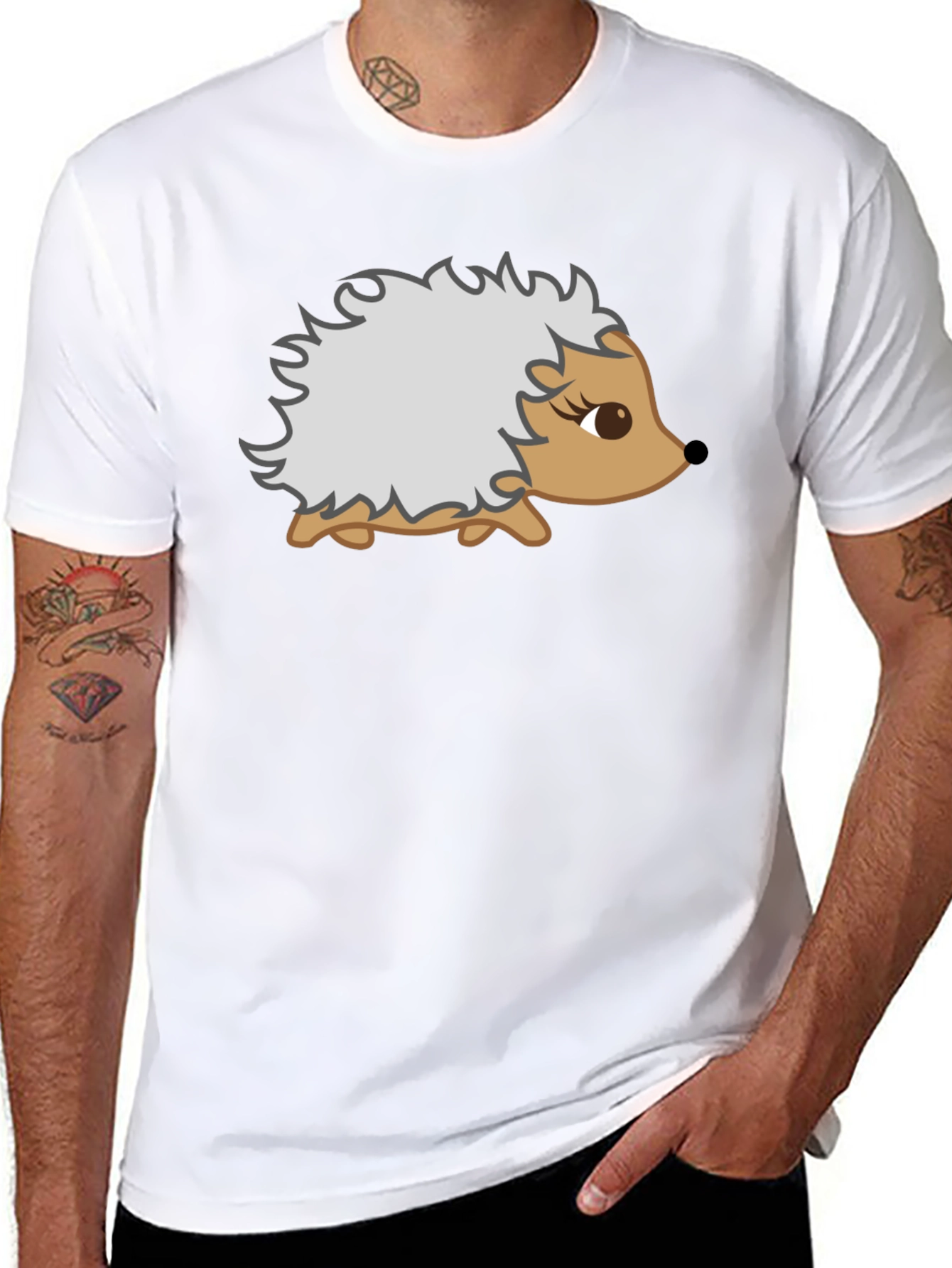 Cute Hedgehog Graphic T-Shirt - Black