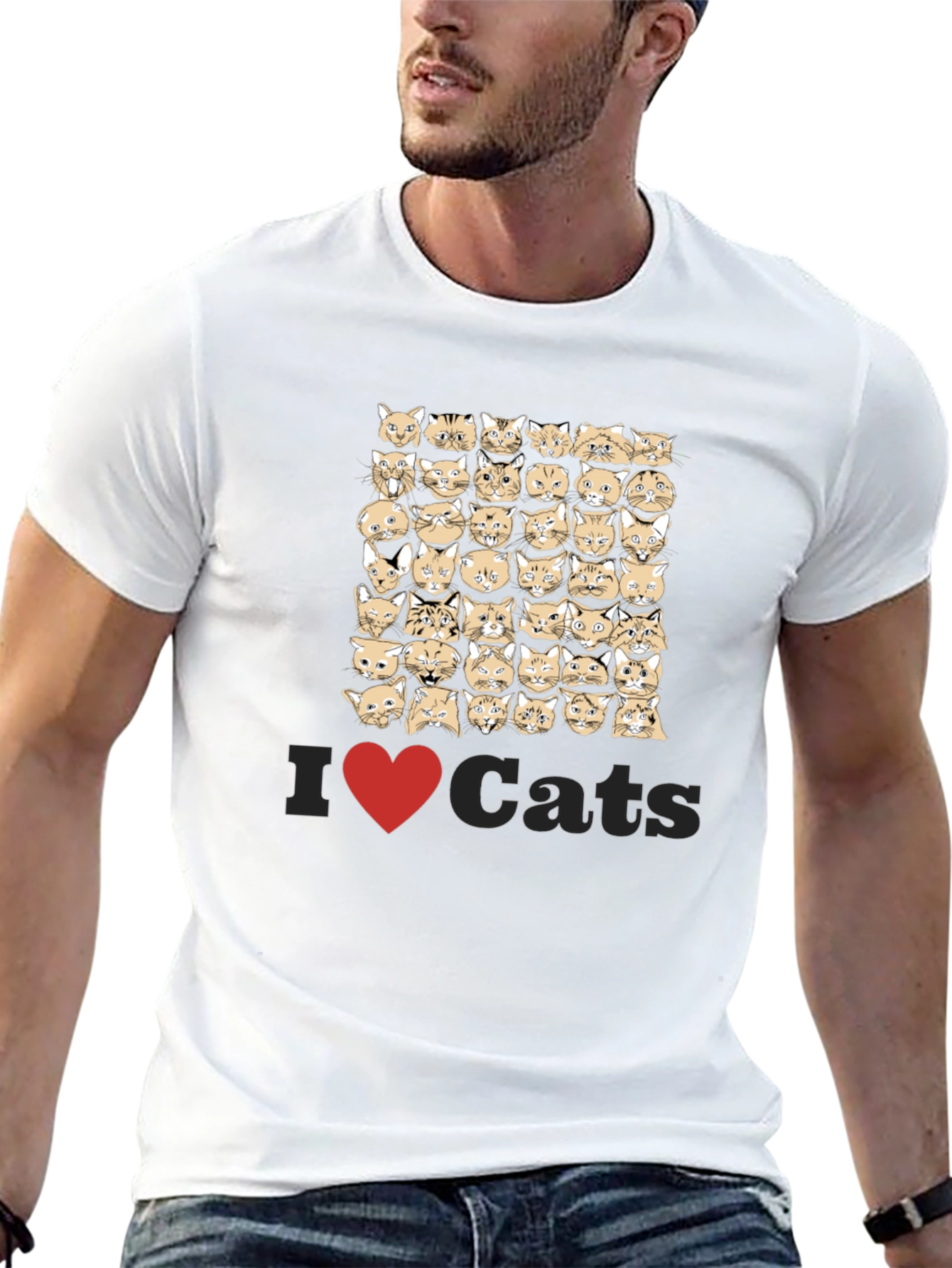 I Heart Cats Black T-Shirt