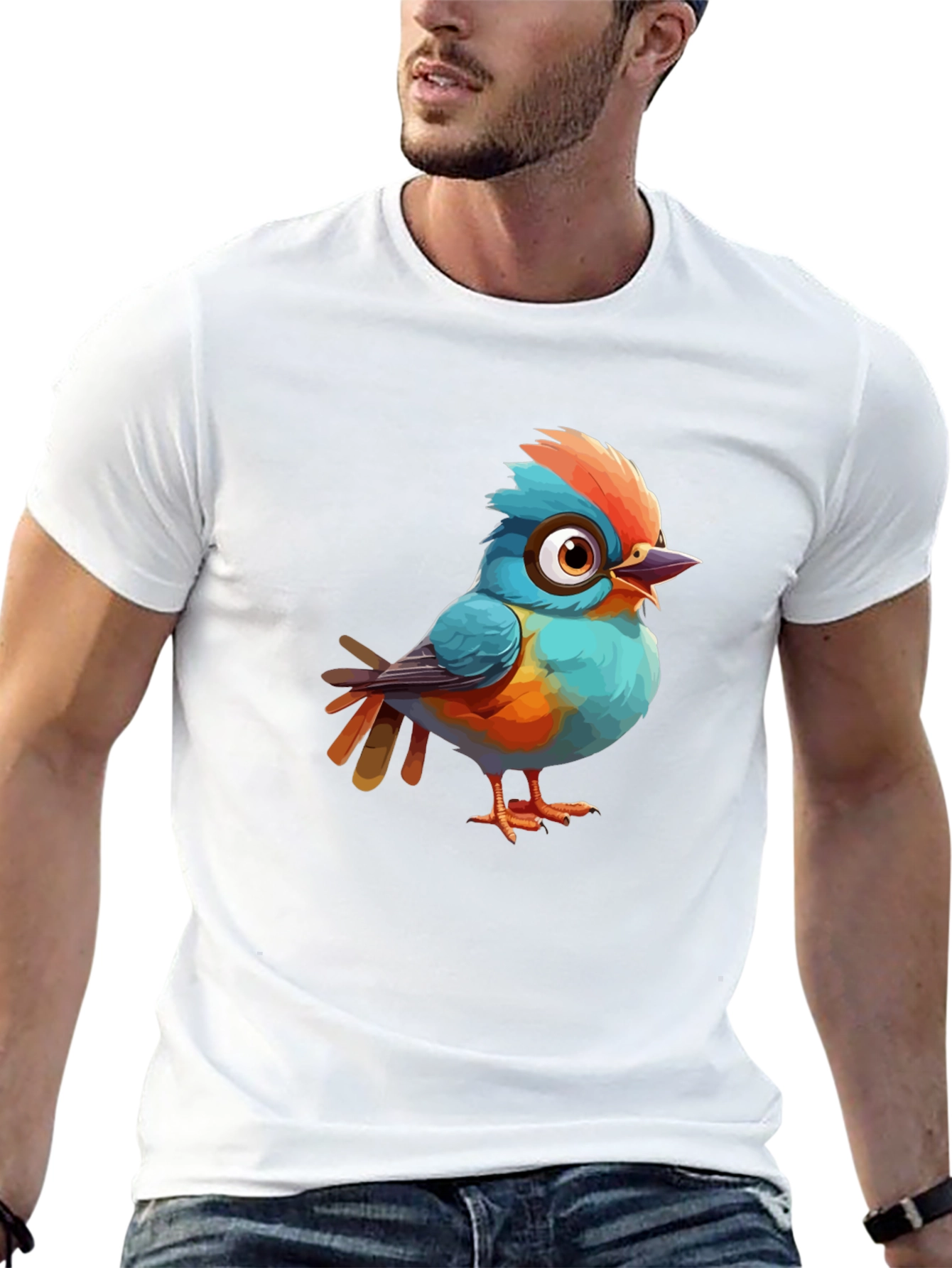 Cartoon Bird Graphic Tee - Stylish Comfort