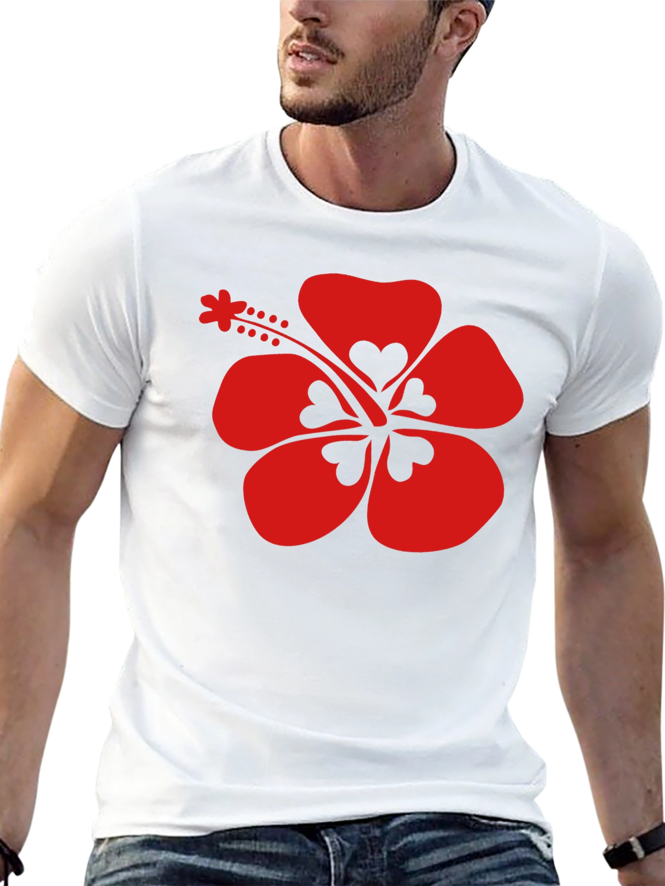 Hibiscus Flower Graphic Tee - Black