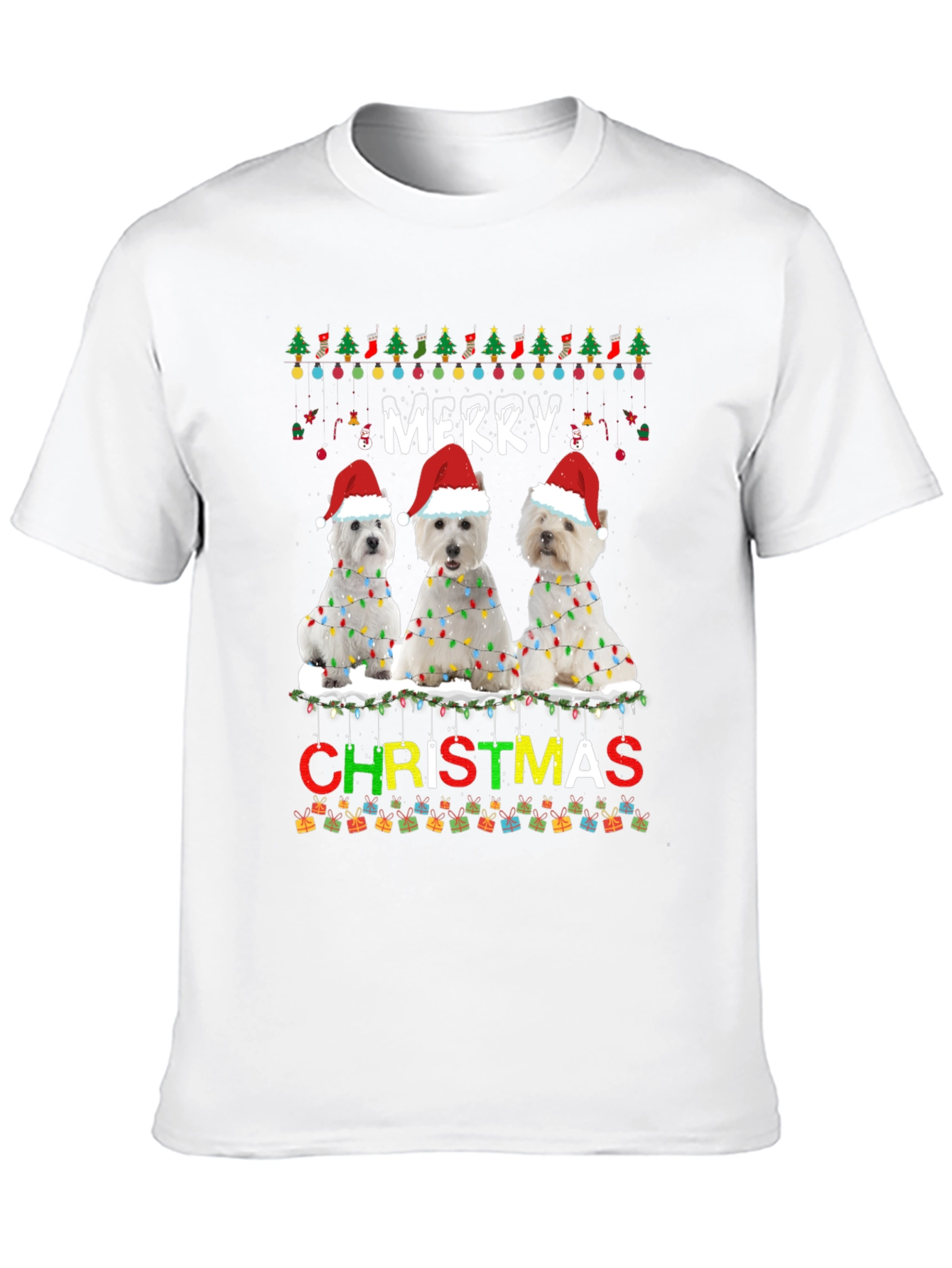 Merry Christmas Westie Dog T-Shirt Holiday Tee