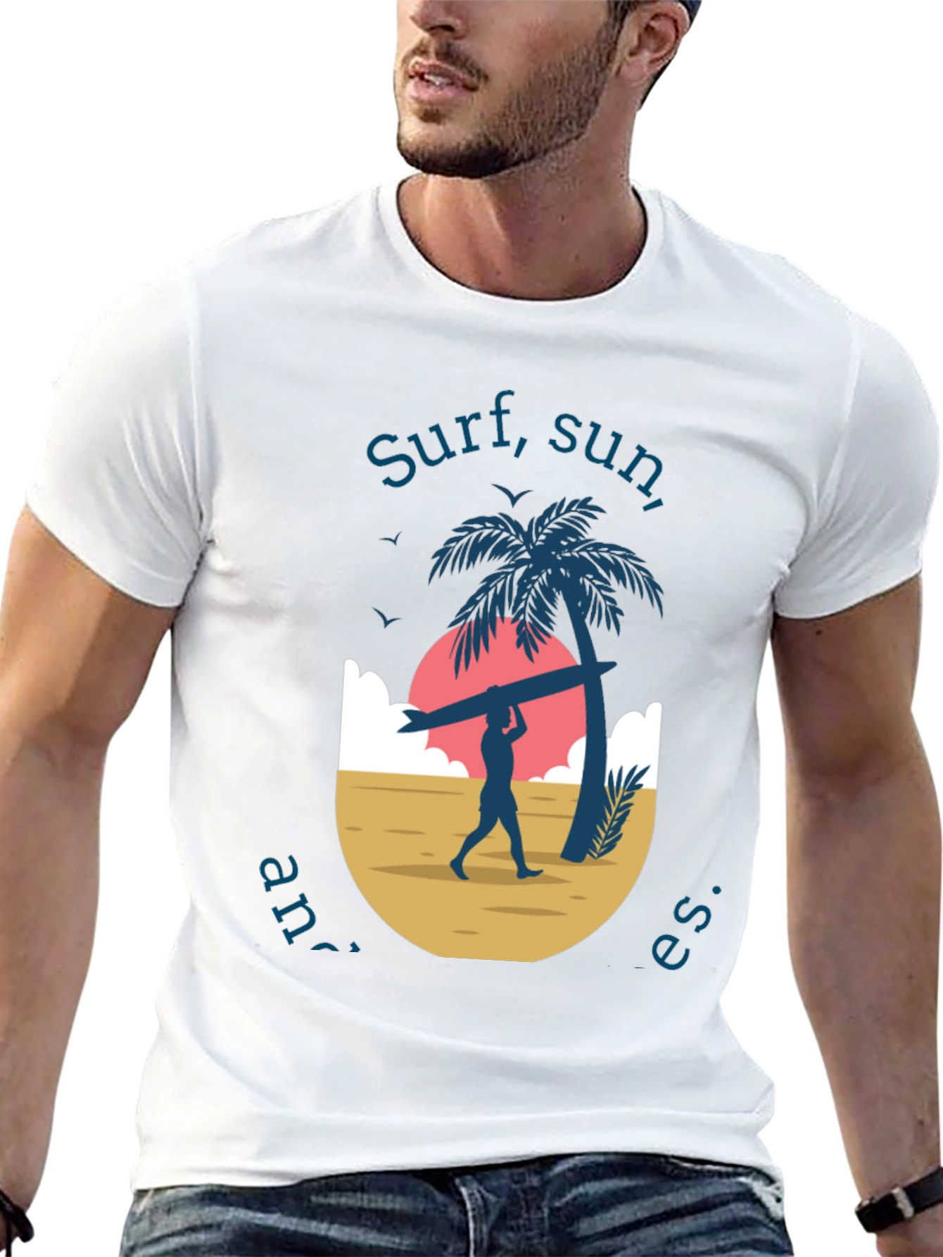 Surf Sun and Waves Black Graphic Tee