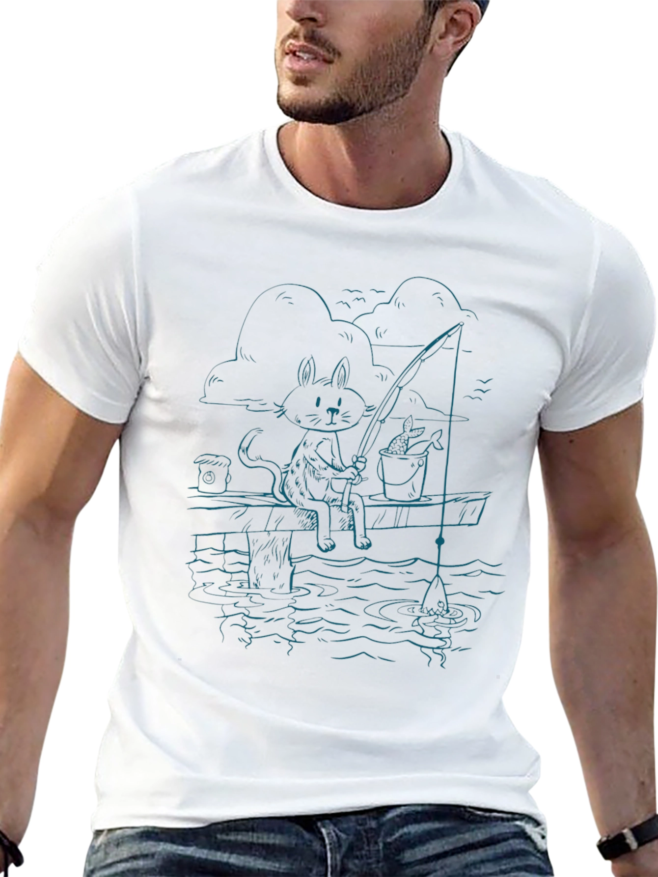 Cat Fishing T-Shirt - Relaxed Fit