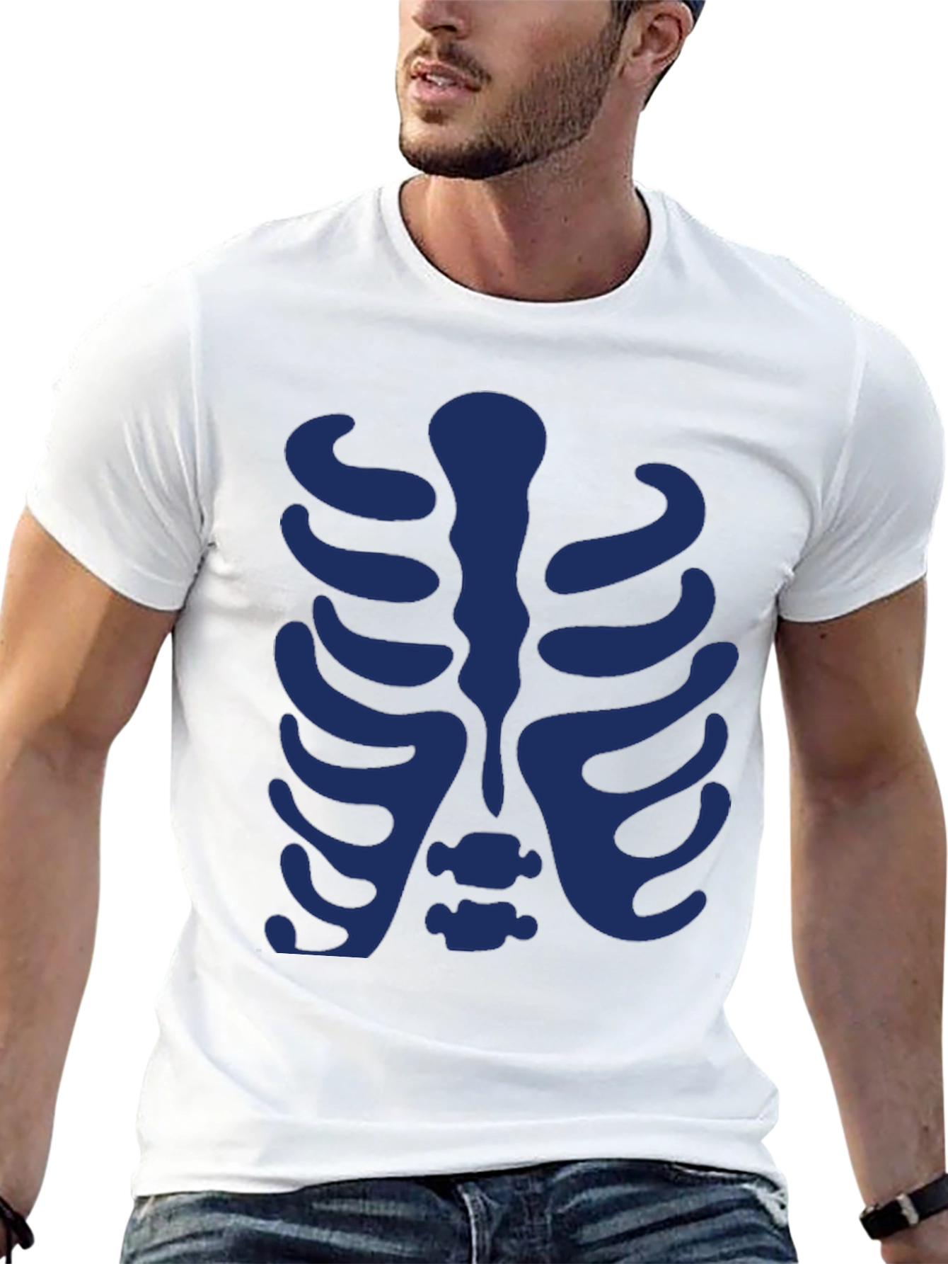 Skeleton Rib Cage Graphic Tee - Black