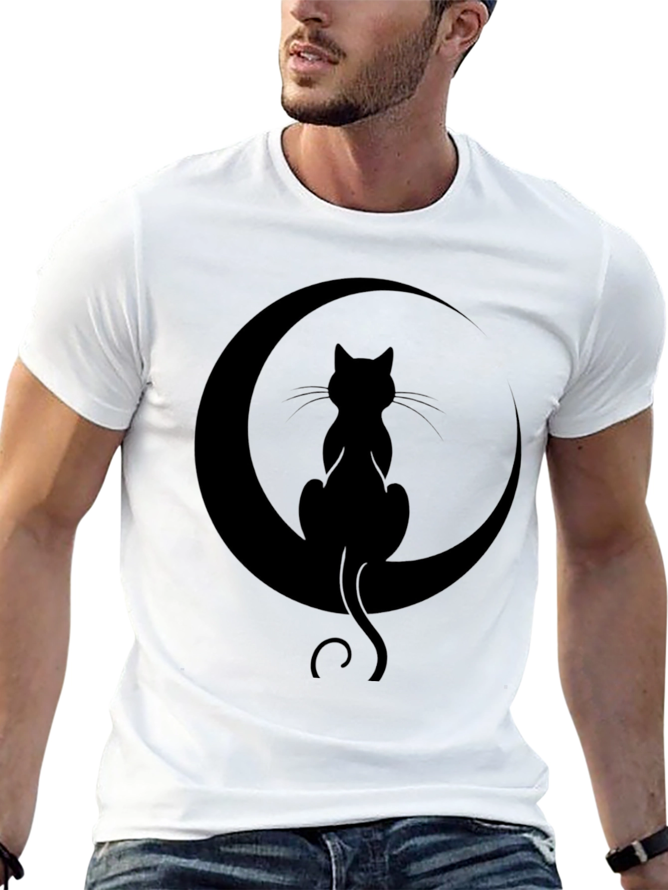Black Cat Moon Graphic T-Shirt - Unisex