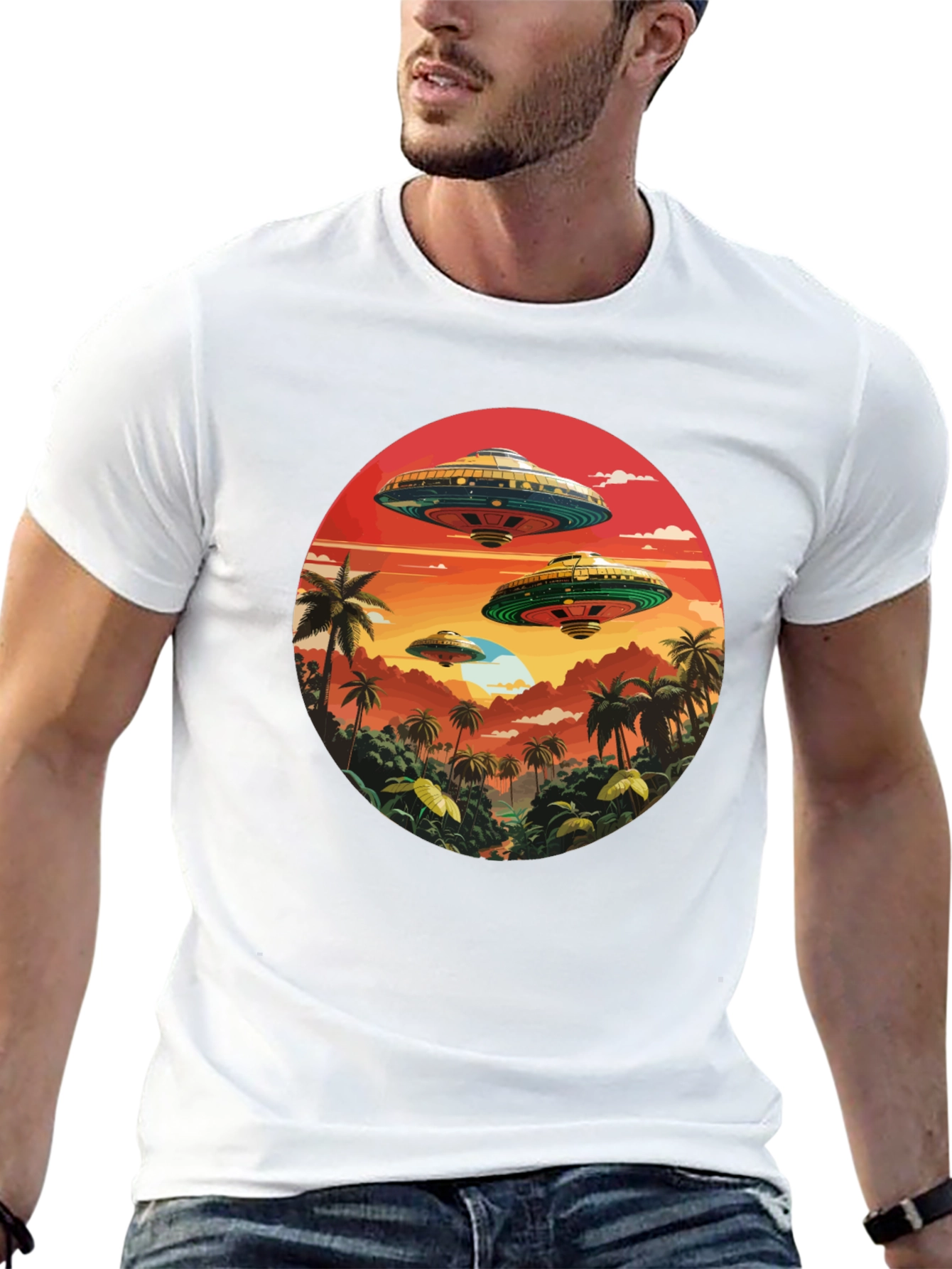 Retro UFO Invasion Graphic Tee