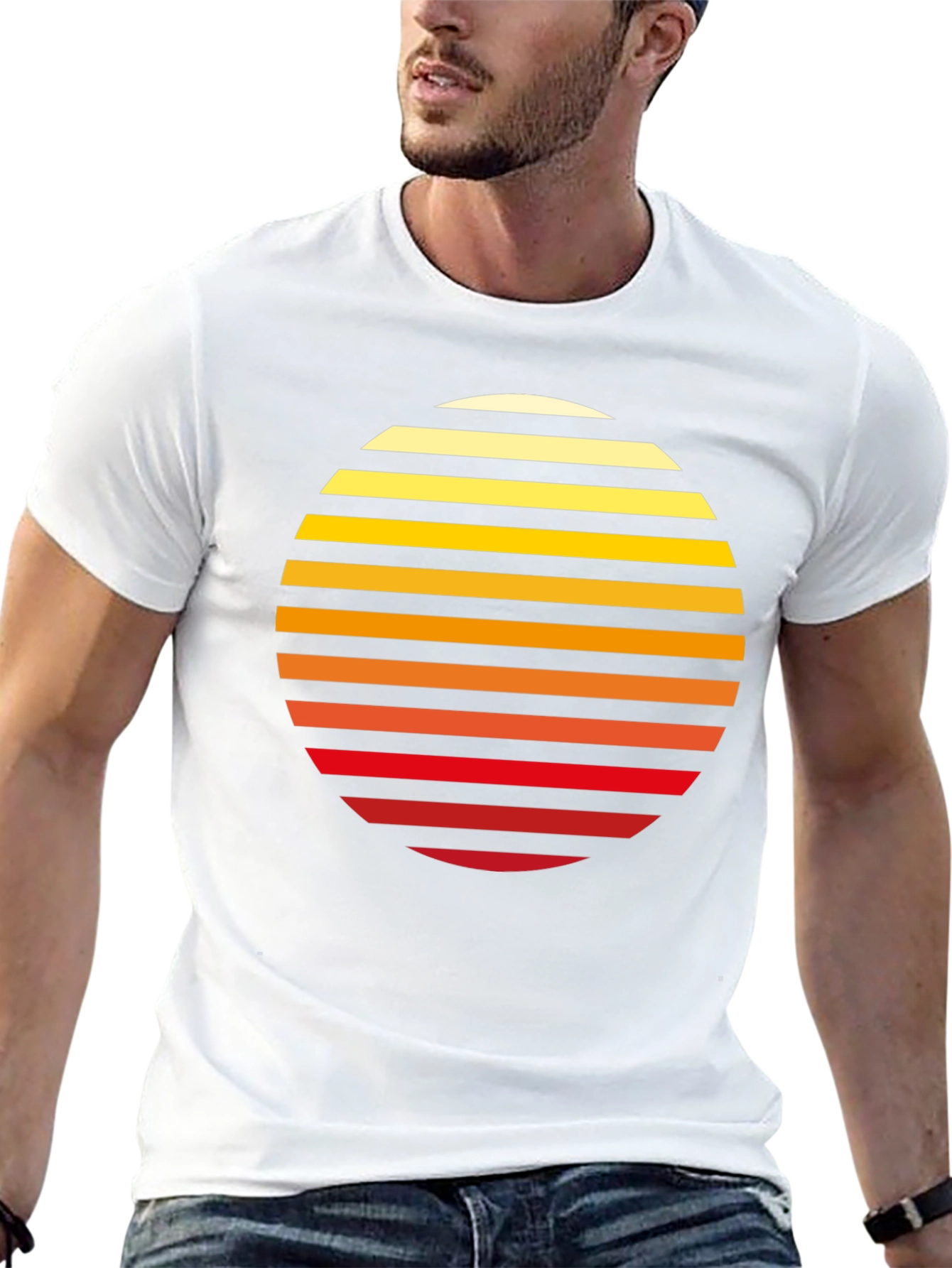 Retro Sunset Striped Graphic Tee