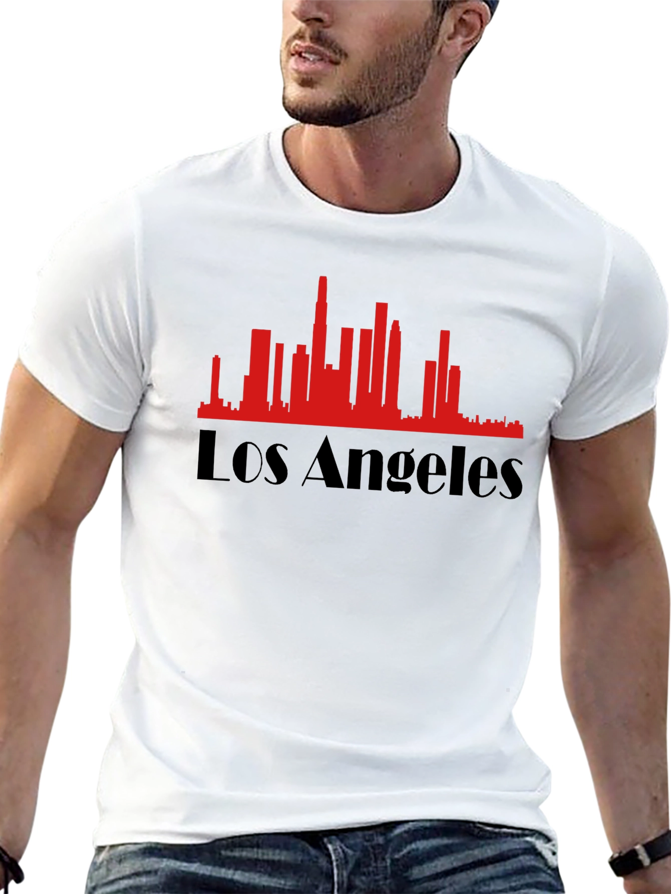 Los Angeles Skyline Graphic Tee - Black Cotton Blend