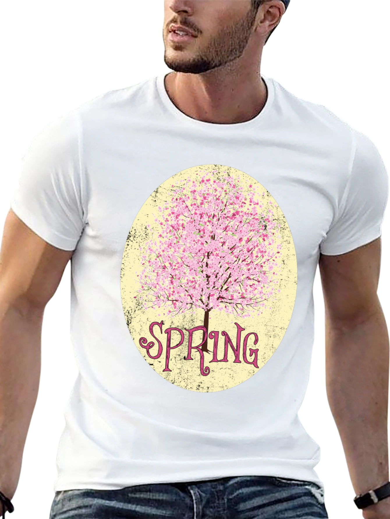 Spring Blossom Graphic Tee - Stylish Mens Black T-Shirt