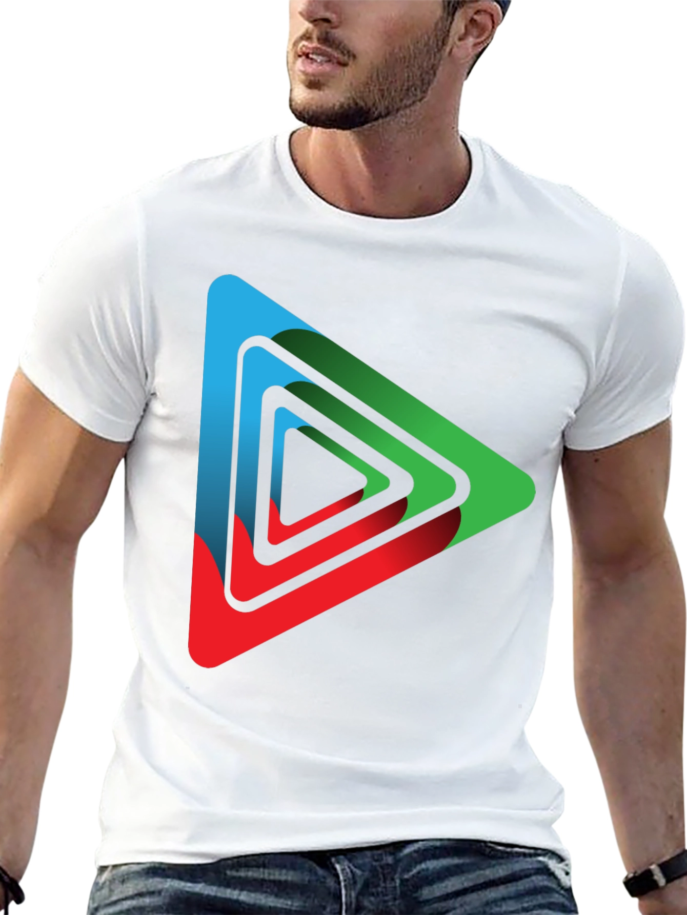 Geometric Triangle Graphic Black T-Shirt