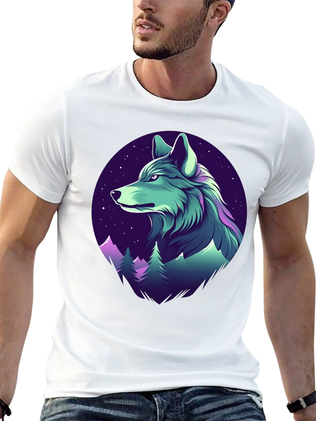 Wolf Mountain Graphic Tee - Black Crew Neck