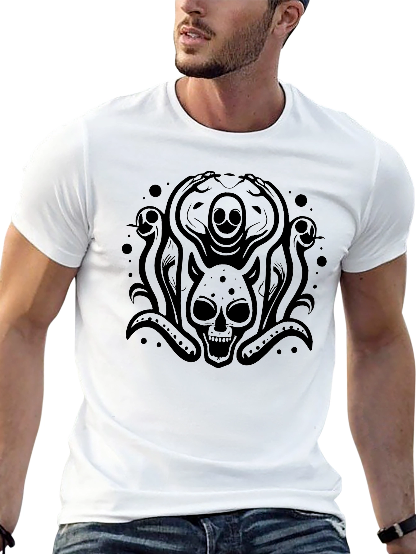 Skull Octopus Graphic Tee - Mens Black T-Shirt