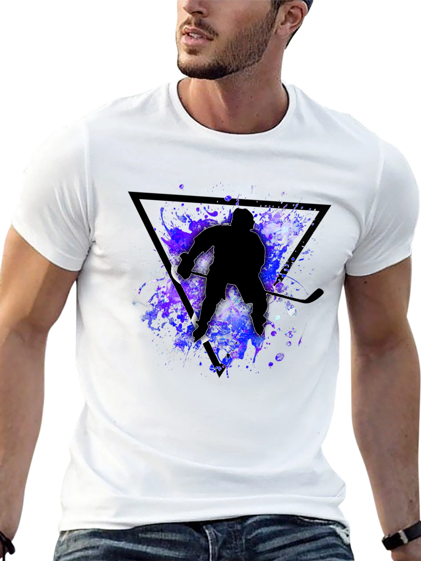 Hockey Player Silhouette T-Shirt - Black