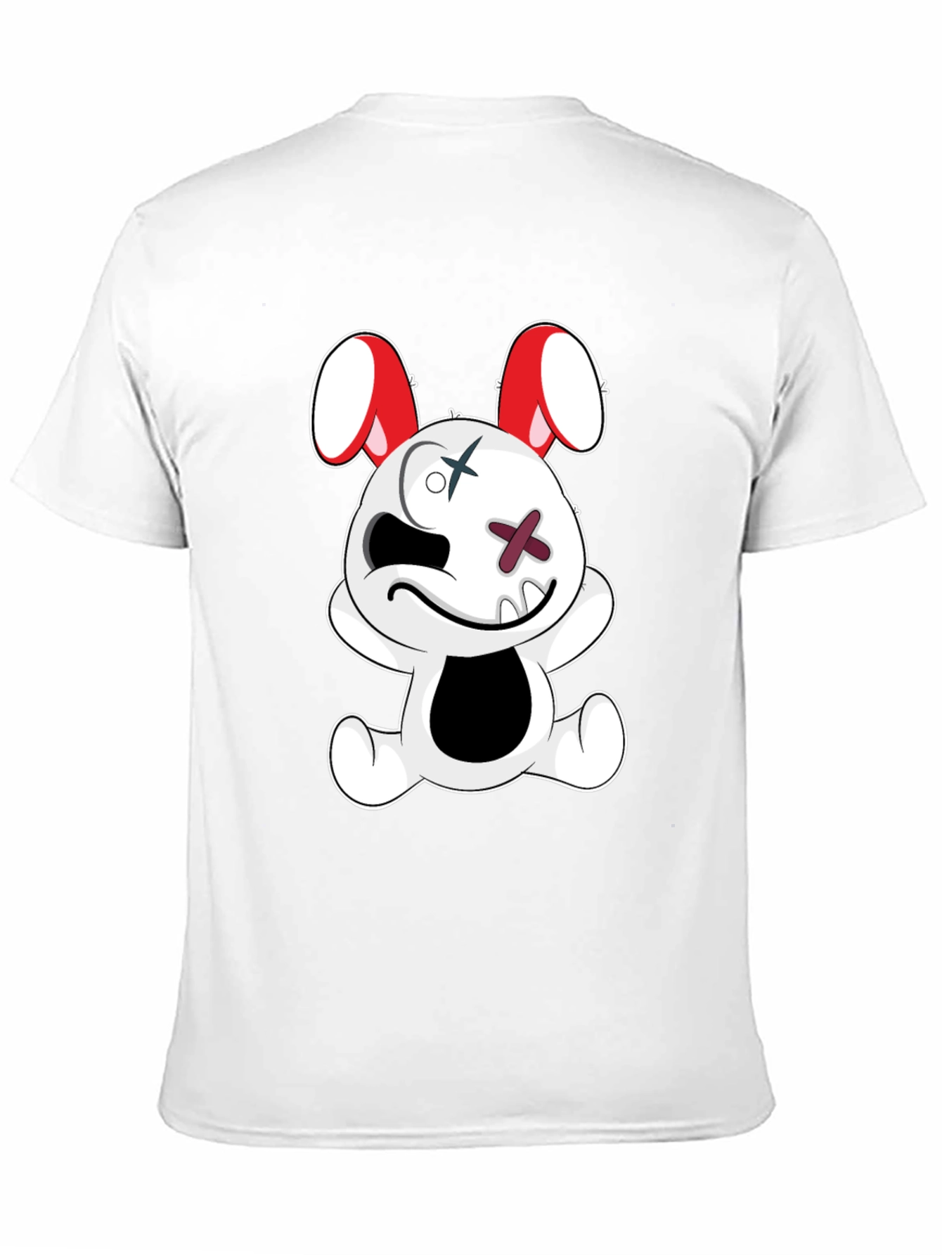 Black Tee with Cartoon Bunny Graphic