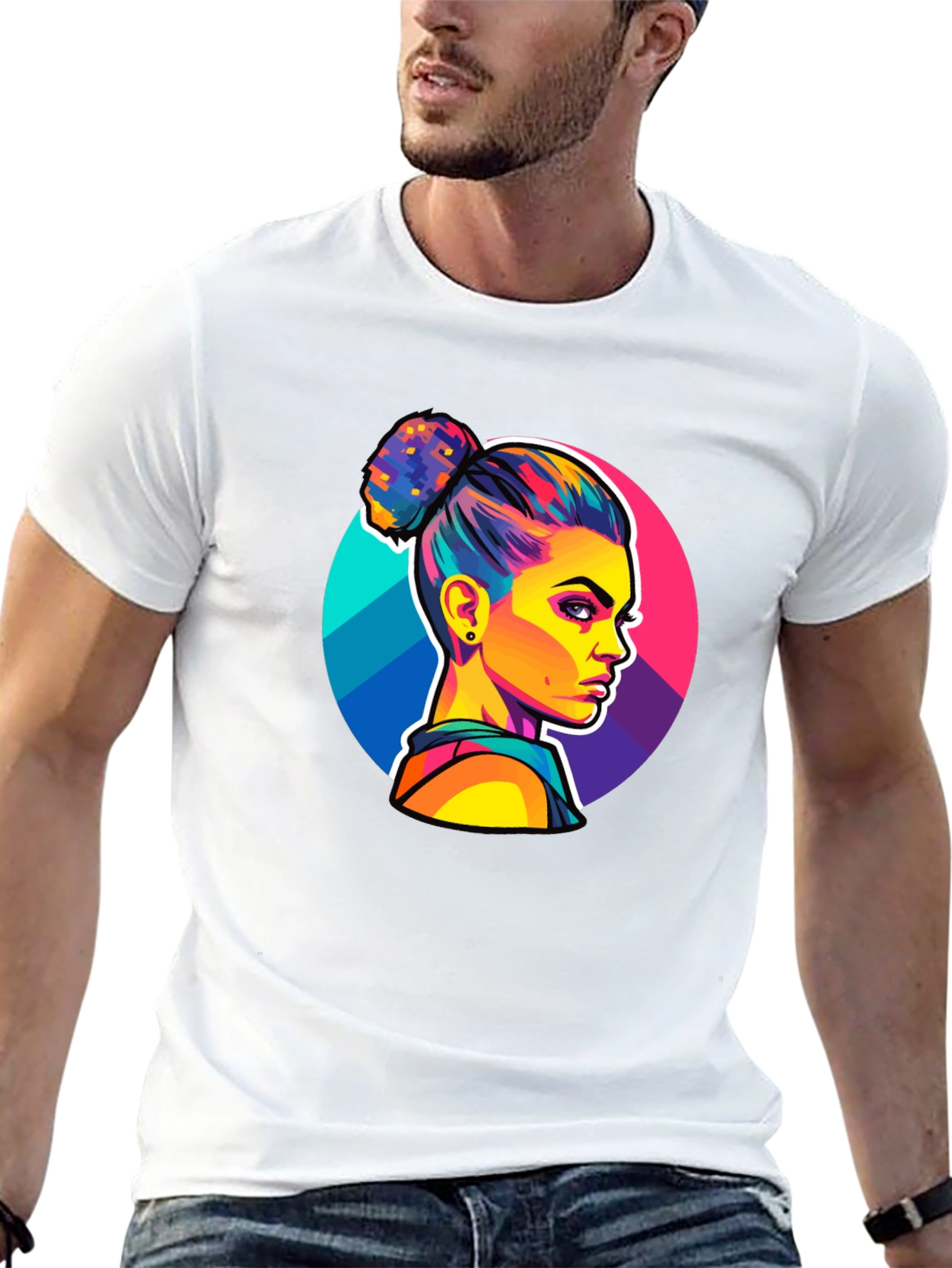 Pop Art Woman Graphic Black T-Shirt