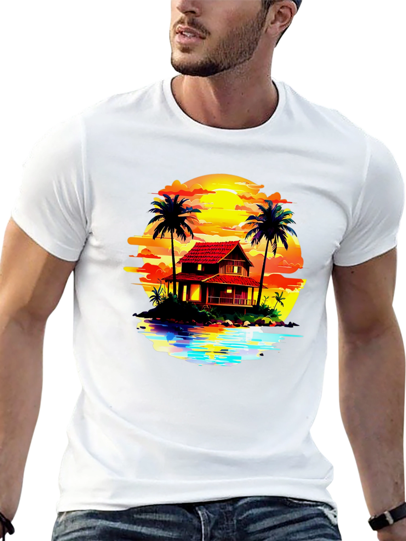 Sunset Beach House Graphic Tee
