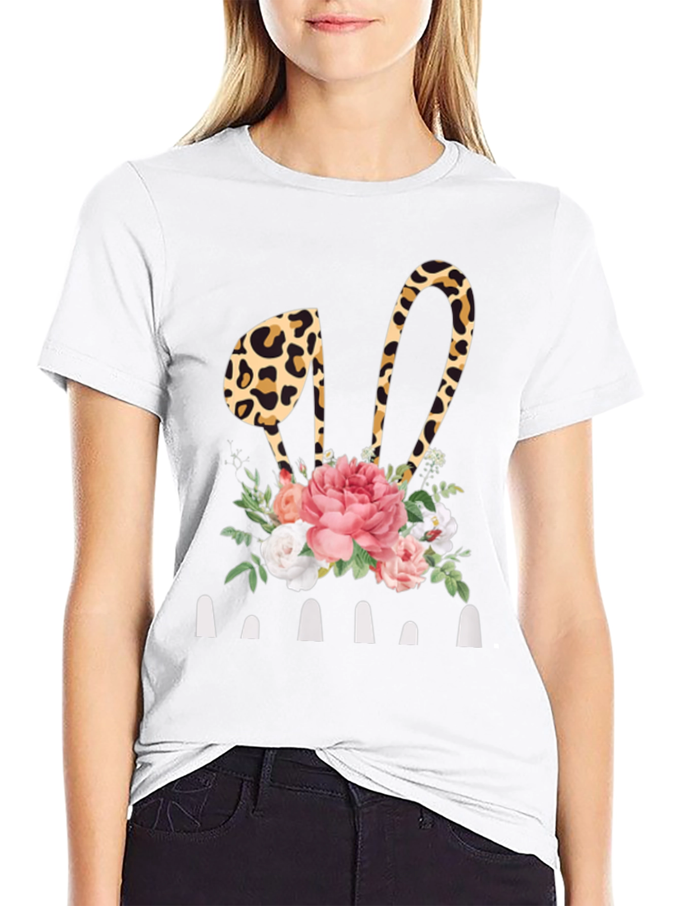 Floral Leopard Bunny Ears T-Shirt