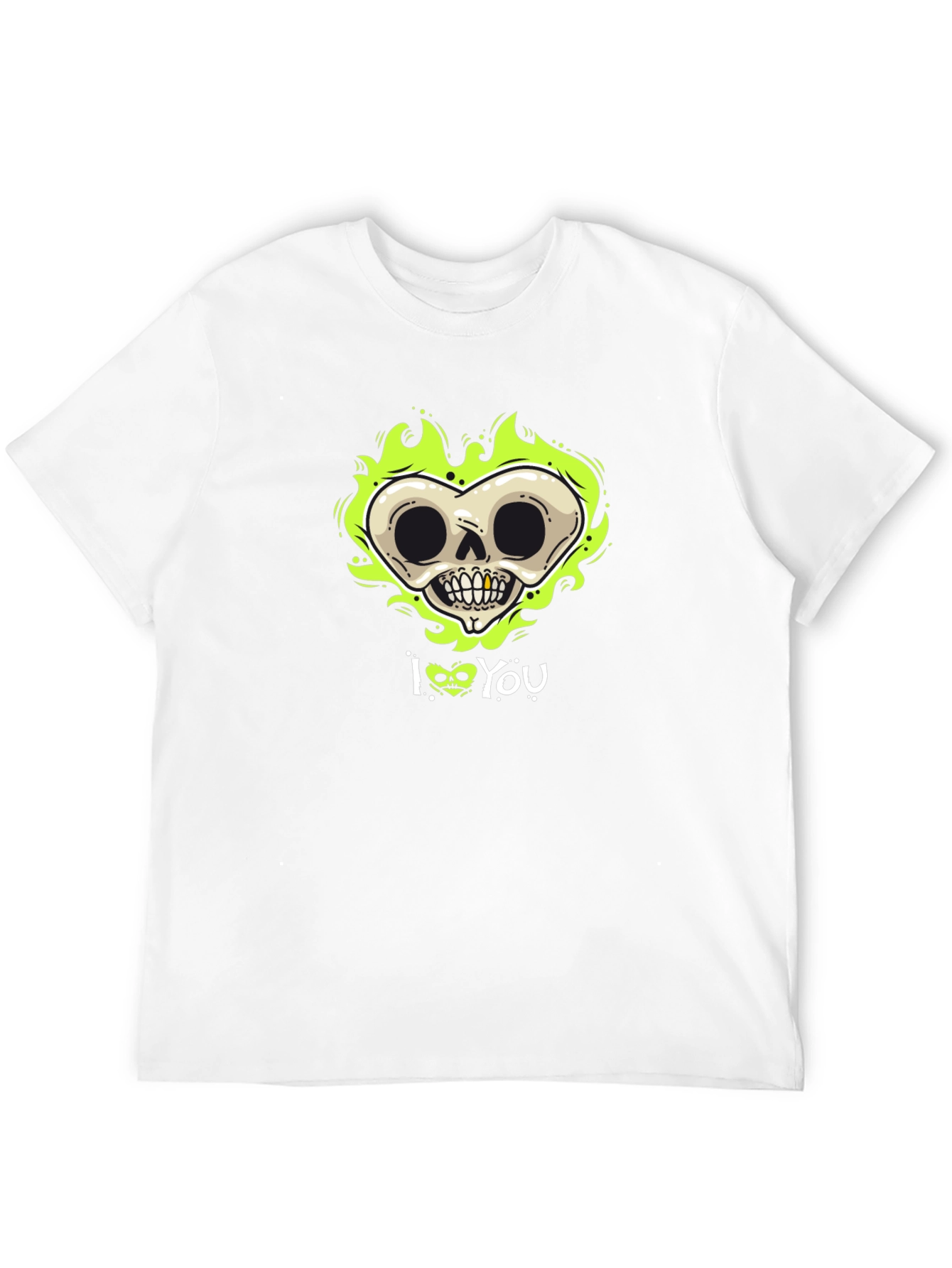 Skull Heart I Love You Graphic Black T-Shirt