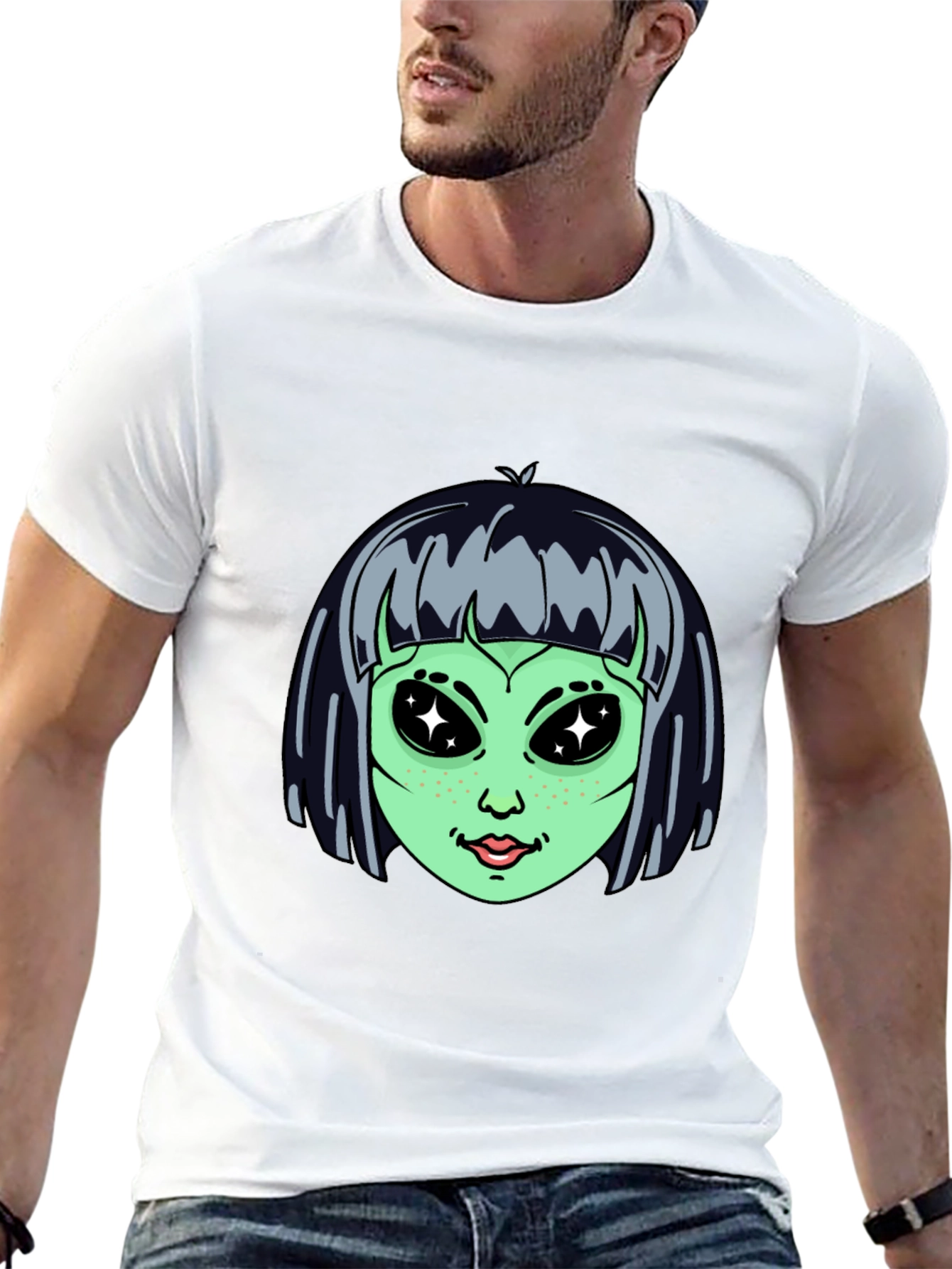 Alien Graphic Print Black T-Shirt