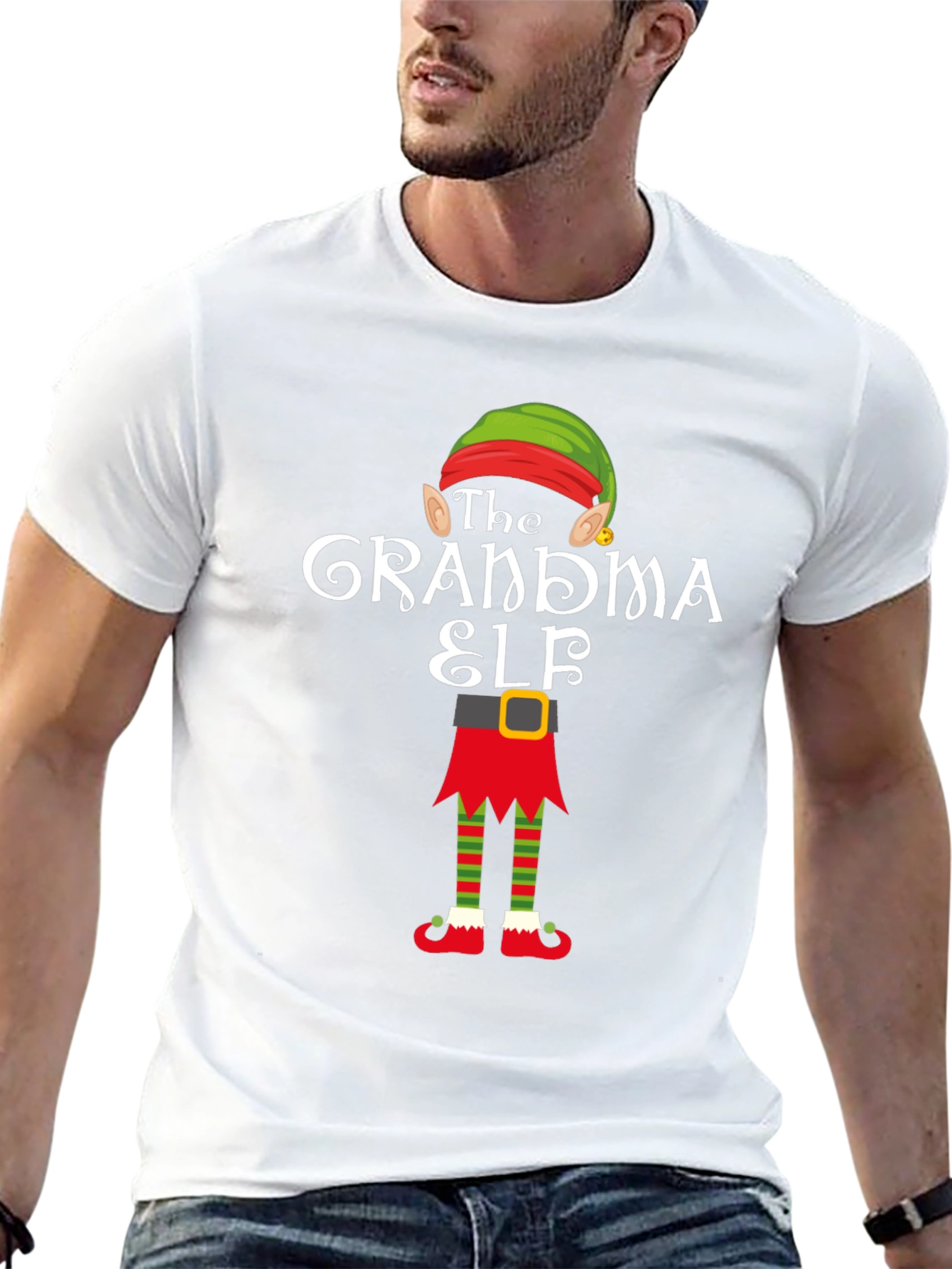 Grandma Elf Graphic Tee - Festive Holiday T-Shirt