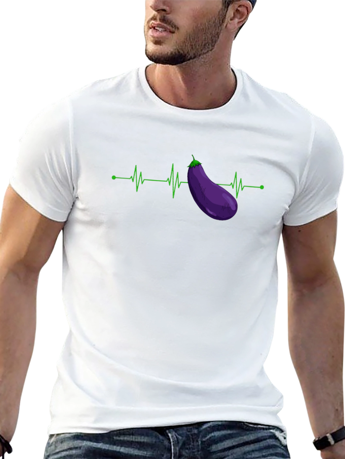 Eggplant Heartbeat T-Shirt - Novelty Graphic Tee