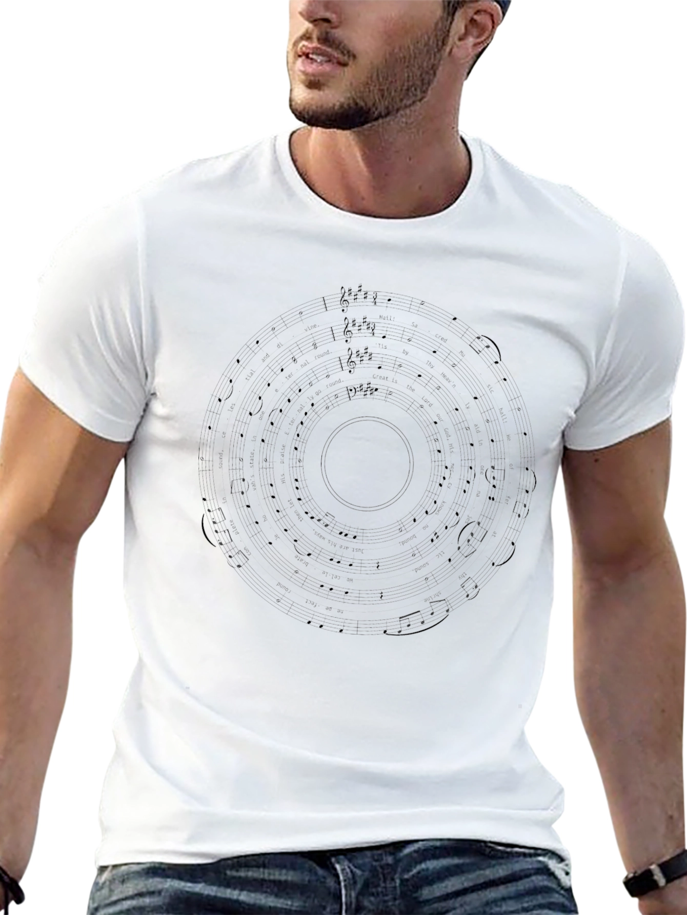 Musical Note Circle Black Graphic Tee