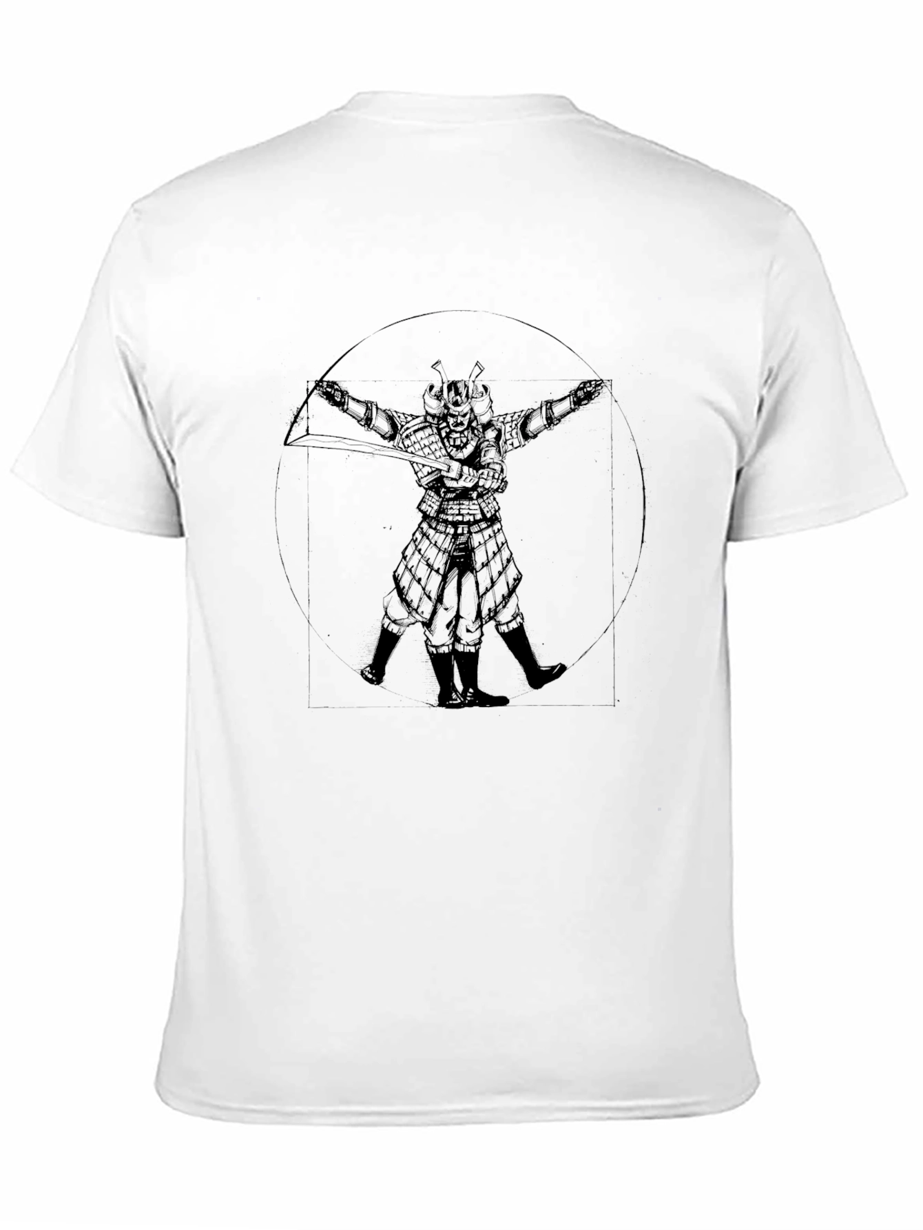 Samurai Vitruvian Man Black T-Shirt