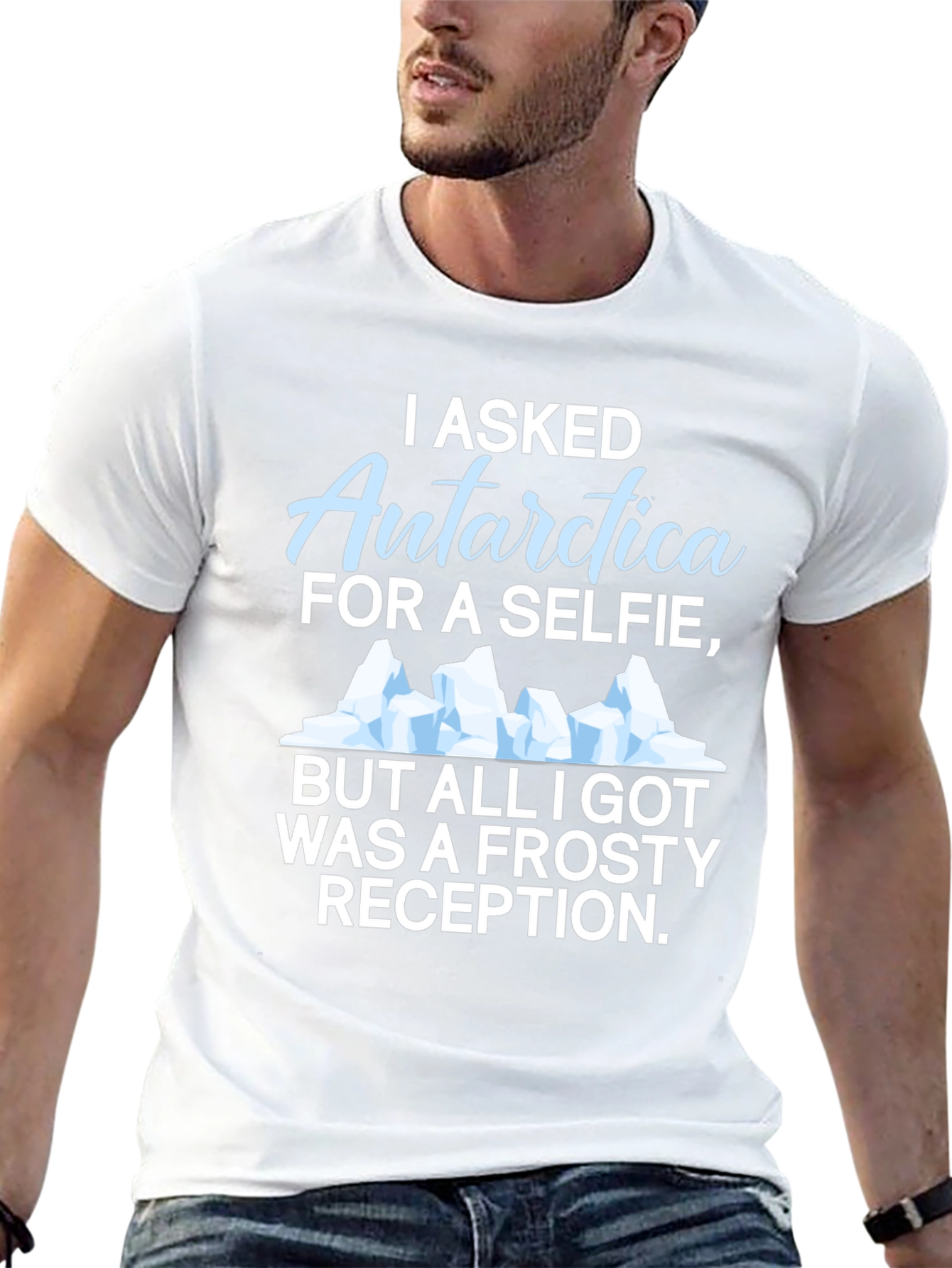 Antarctica Selfie Graphic T-Shirt - Humorous Black Tee