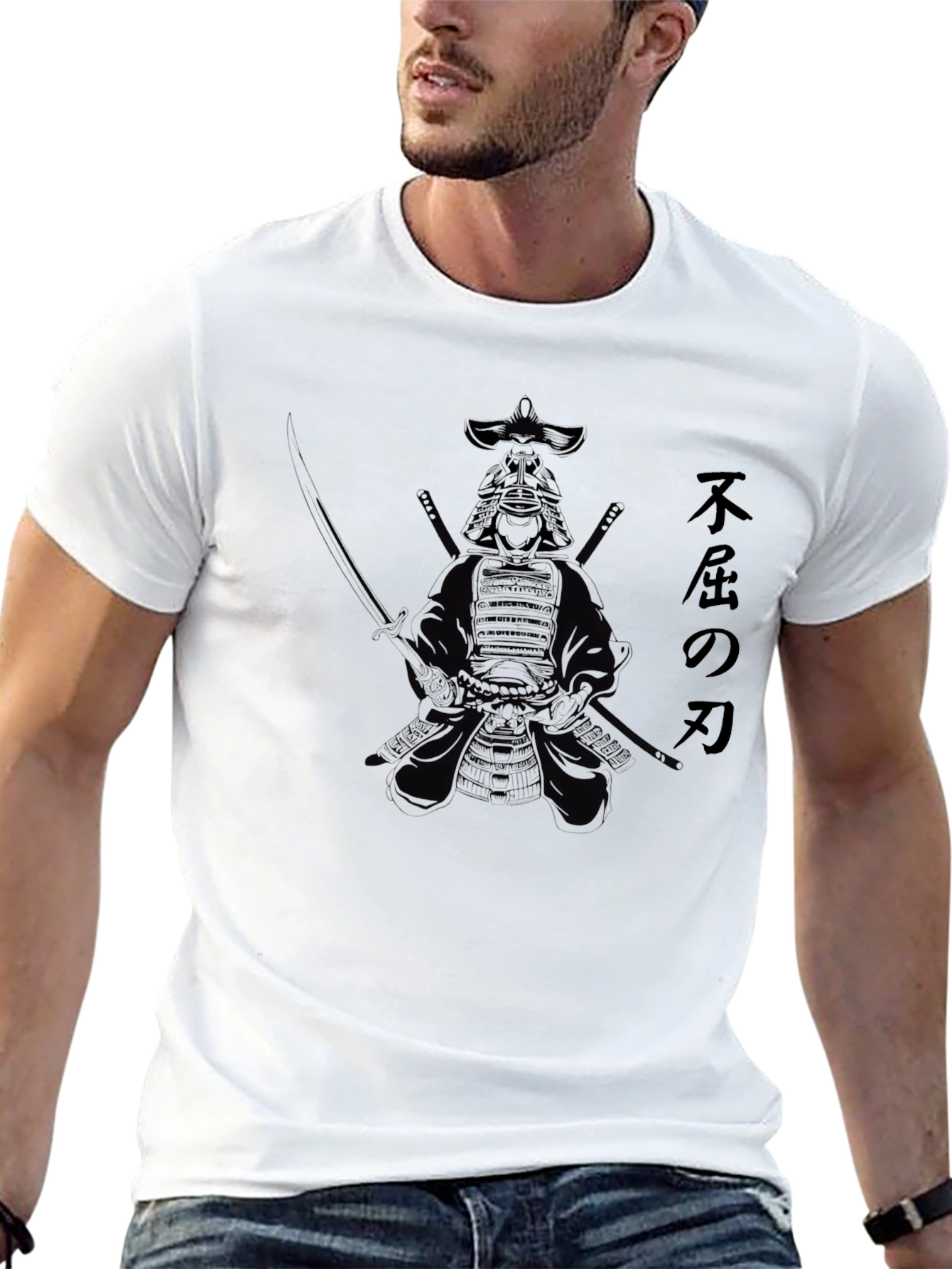 Samurai Graphic T-Shirt - Black Cotton Blend