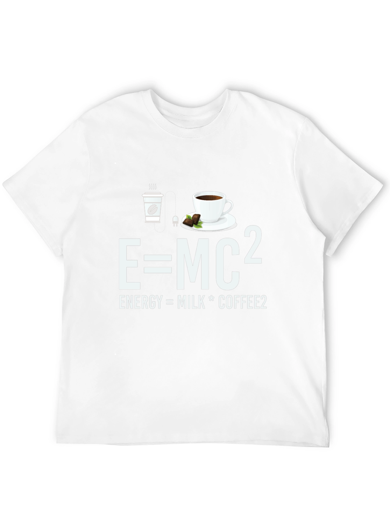 E=MC² Coffee T-Shirt - Energy Milk Coffee Pun Tee