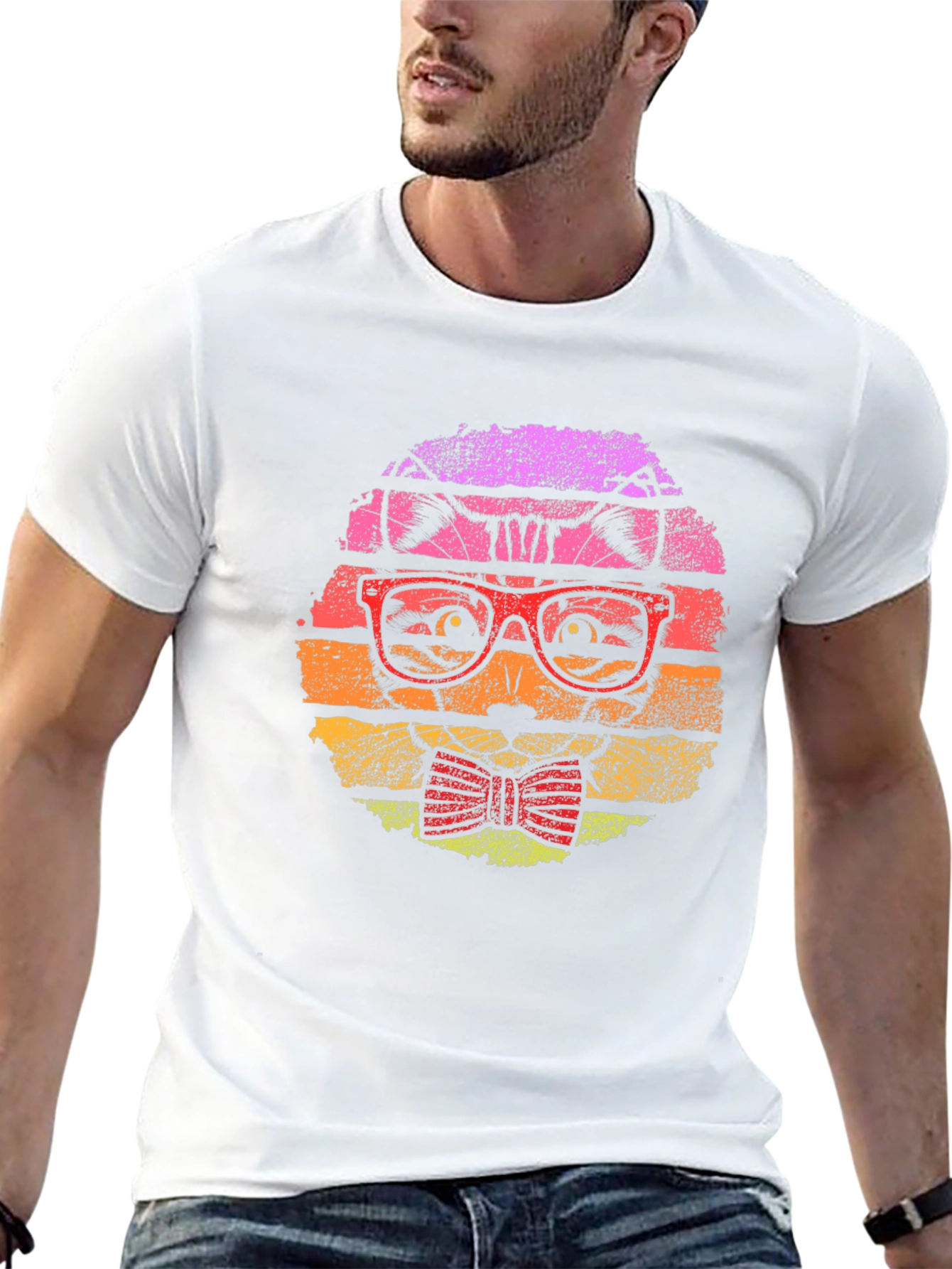 Retro Cat T-Shirt: Hipster Style for Cat Lovers