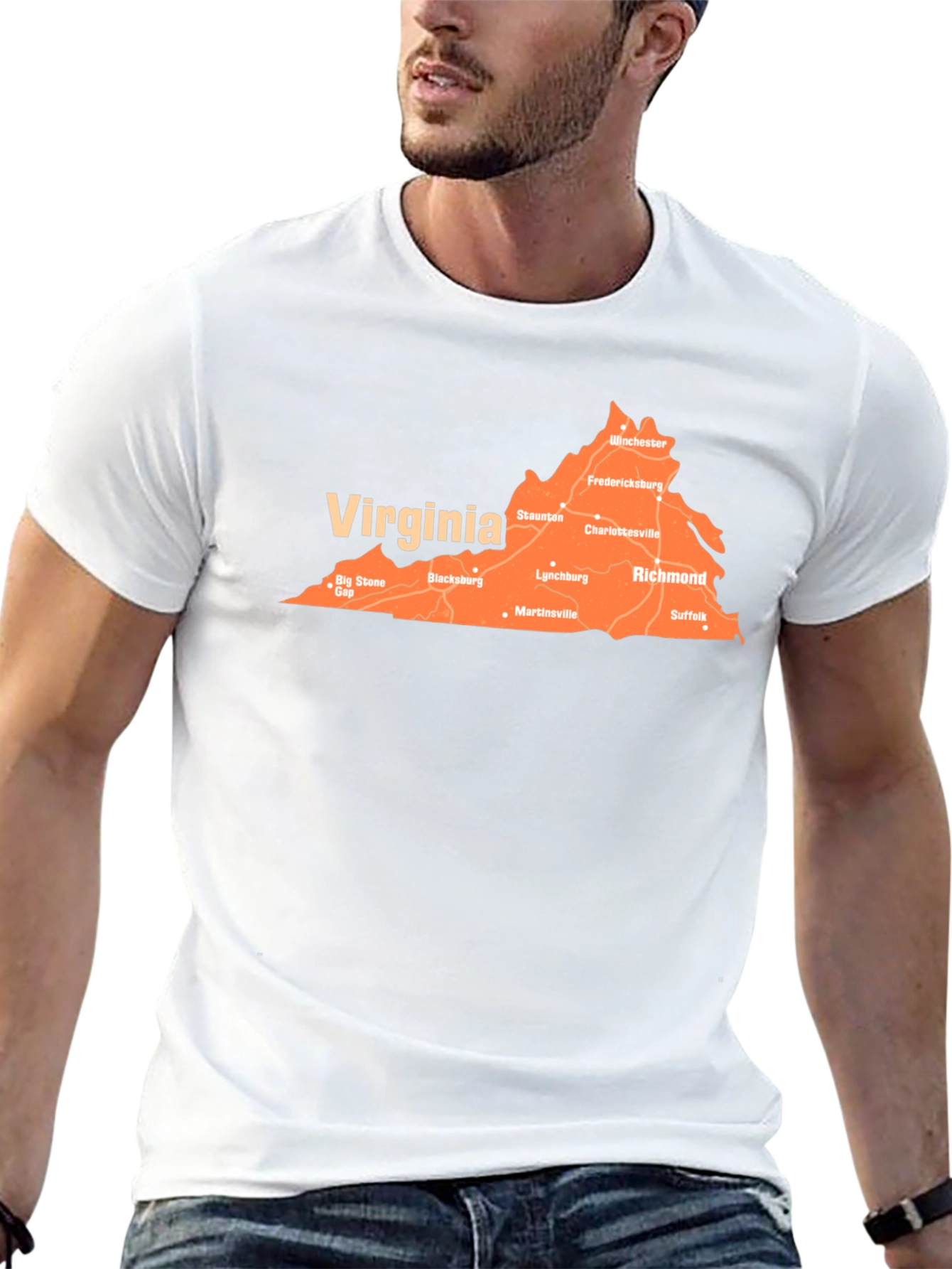 Virginia Map T-Shirt - Black Cotton State Pride Tee