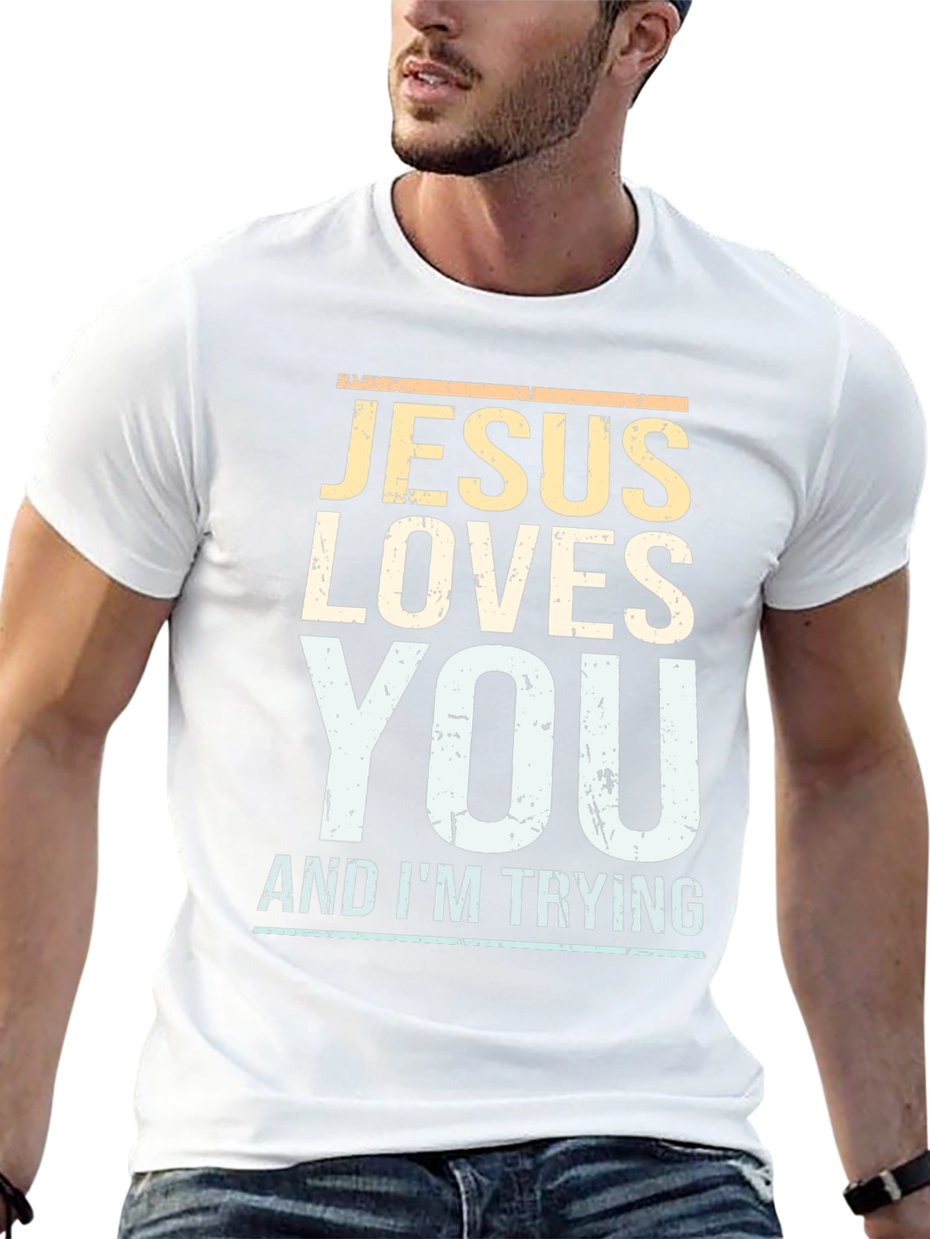 Jesus Loves You Mens Graphic T-Shirt