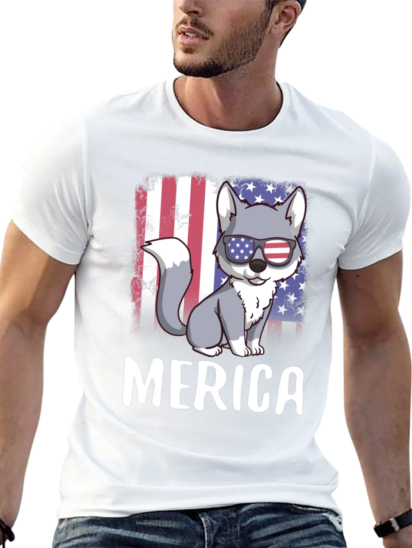 Patriotic Wolf Merica T-Shirt