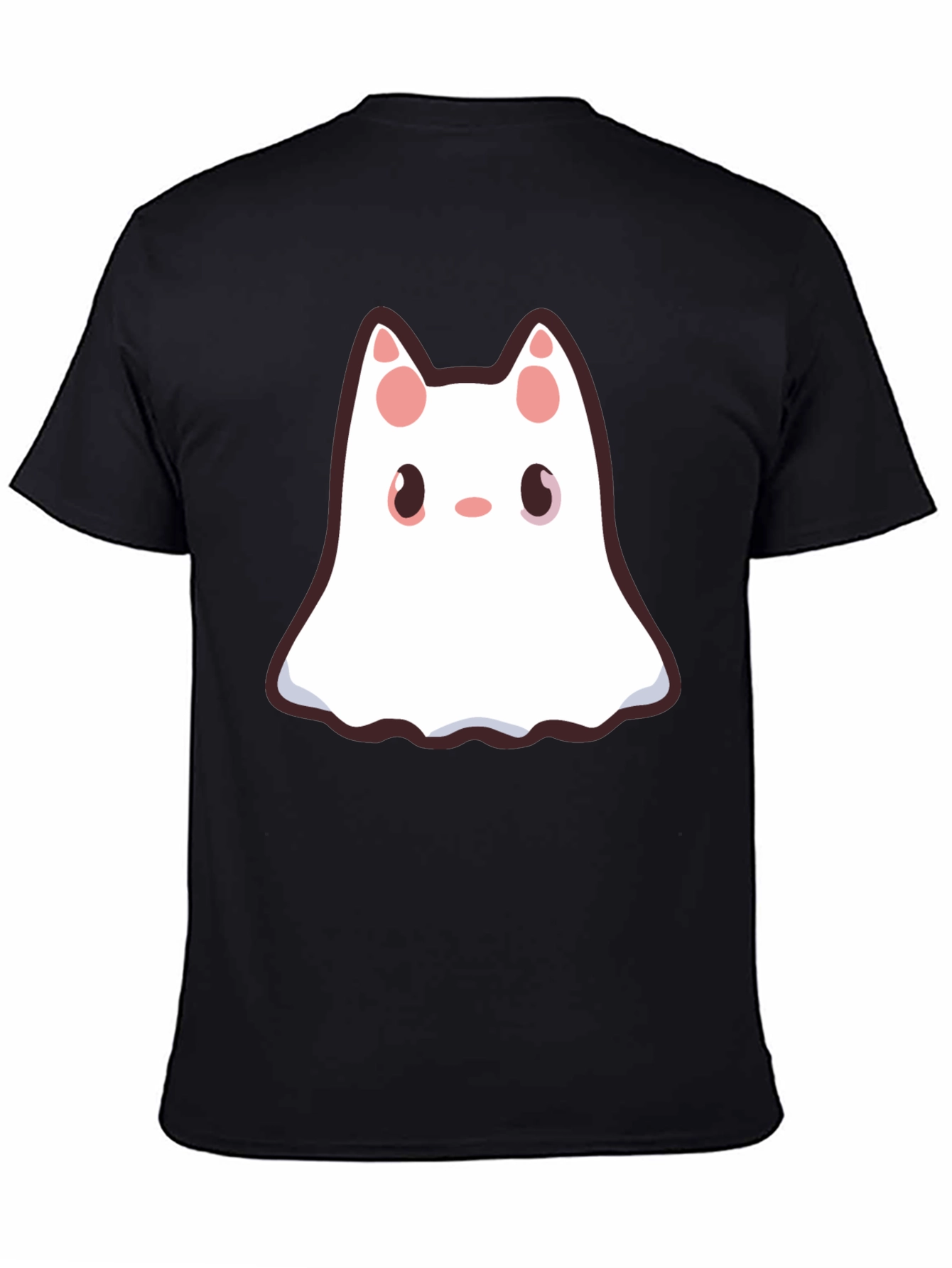 Cute Ghost Cat Black T-Shirt - Halloween Style