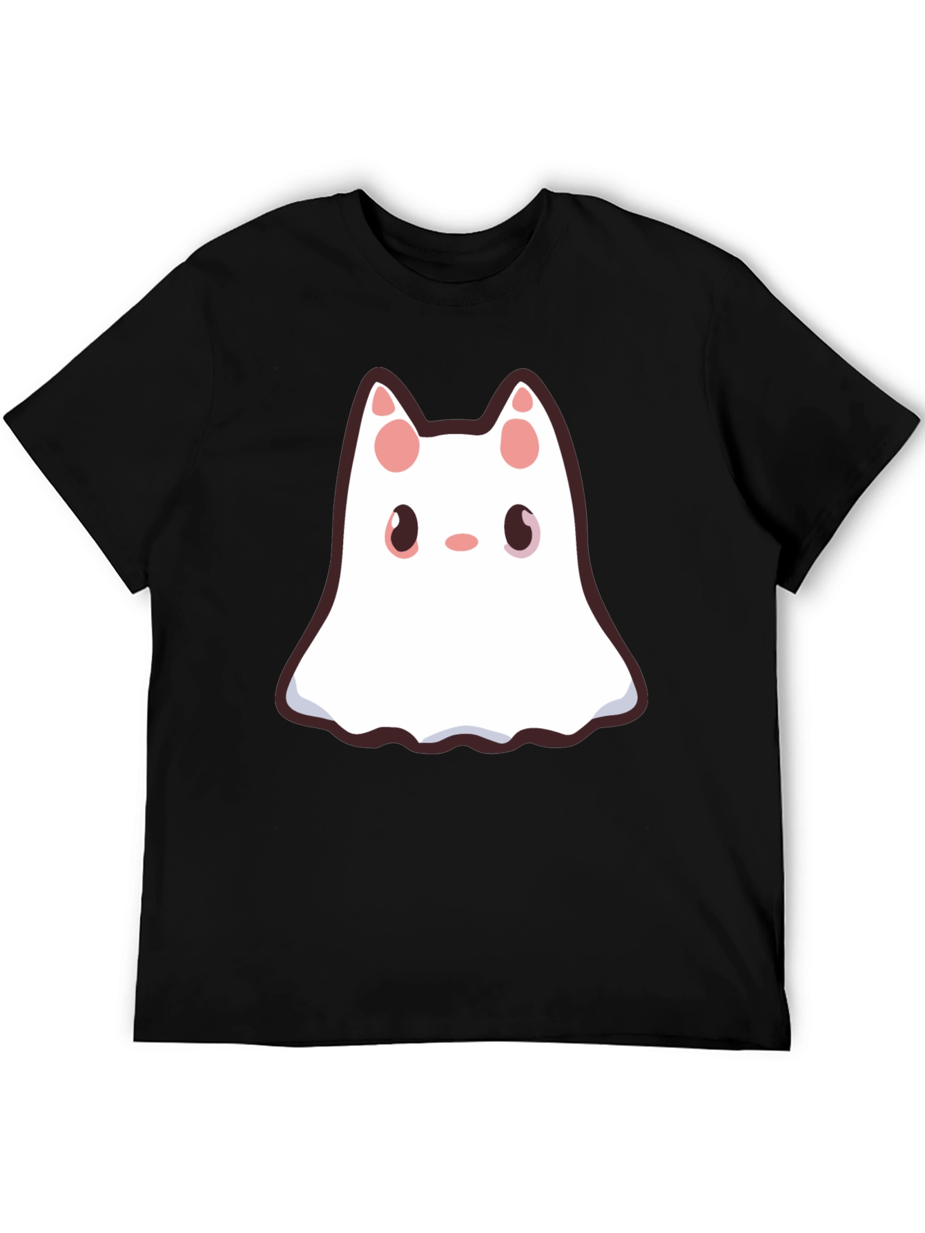 Cute Ghost Cat Black T-Shirt - Halloween Style