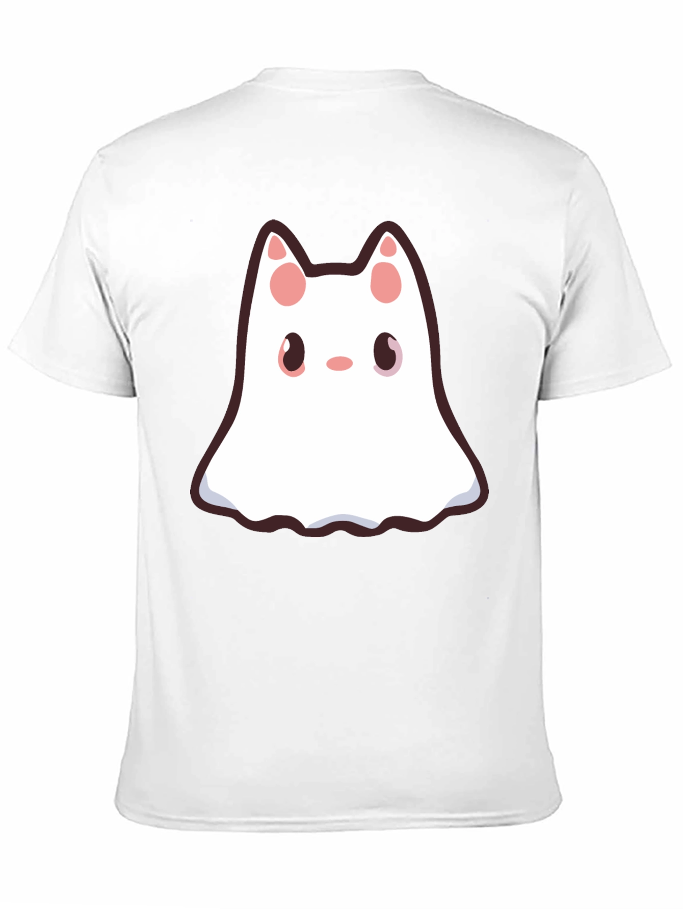 Cute Ghost Cat Black T-Shirt - Halloween Style