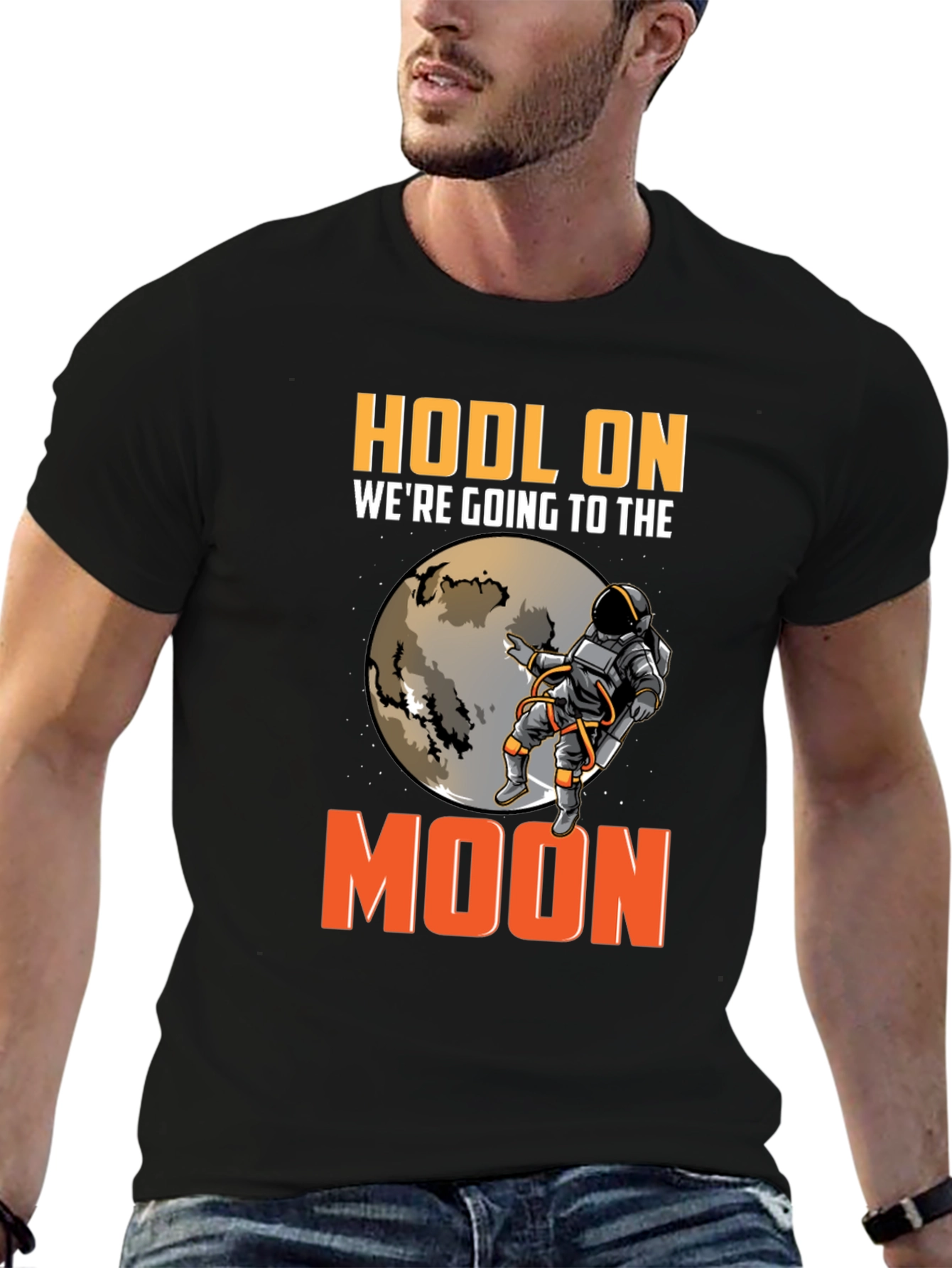 HODL On Moon Trip Black T-Shirt