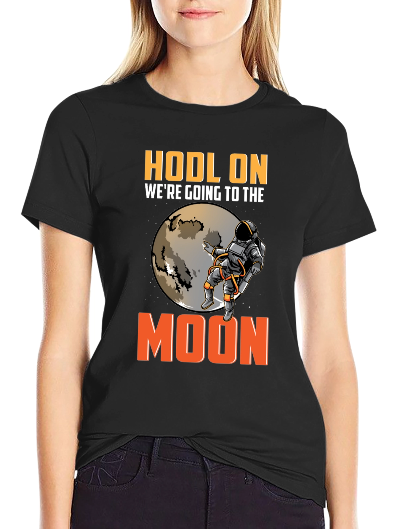 HODL On Moon Trip Black T-Shirt