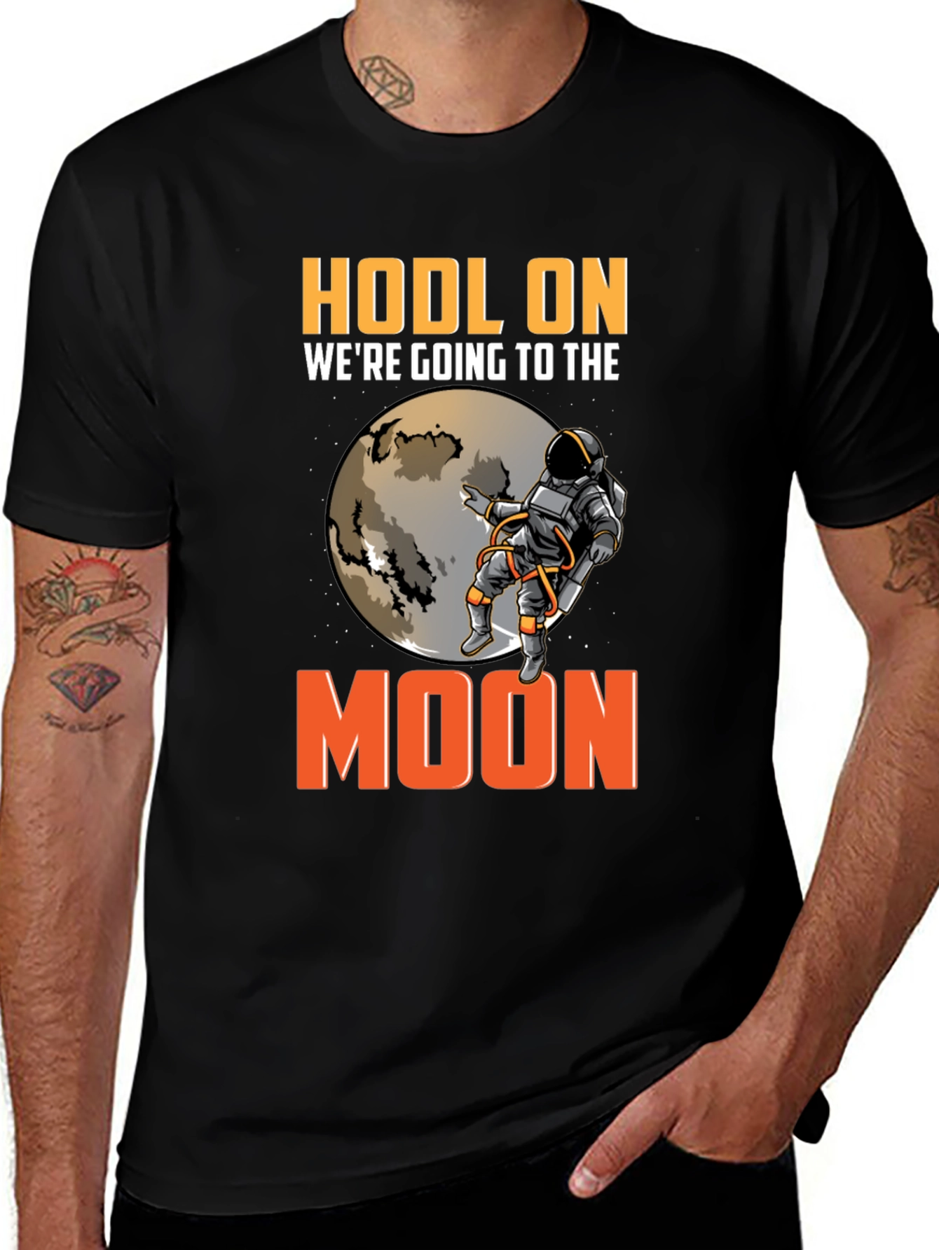 HODL On Moon Trip Black T-Shirt