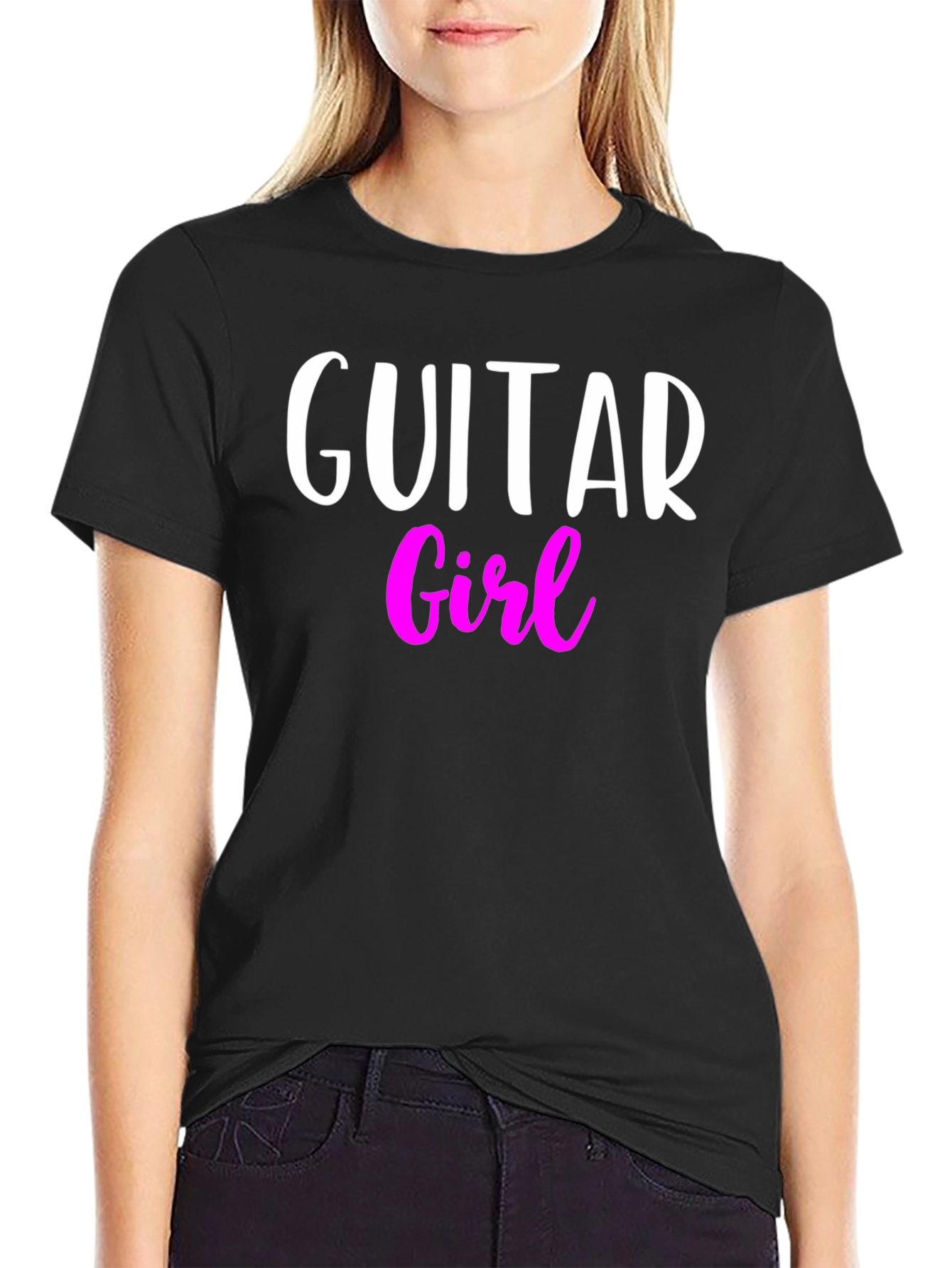 Guitar Girl Black T-Shirt