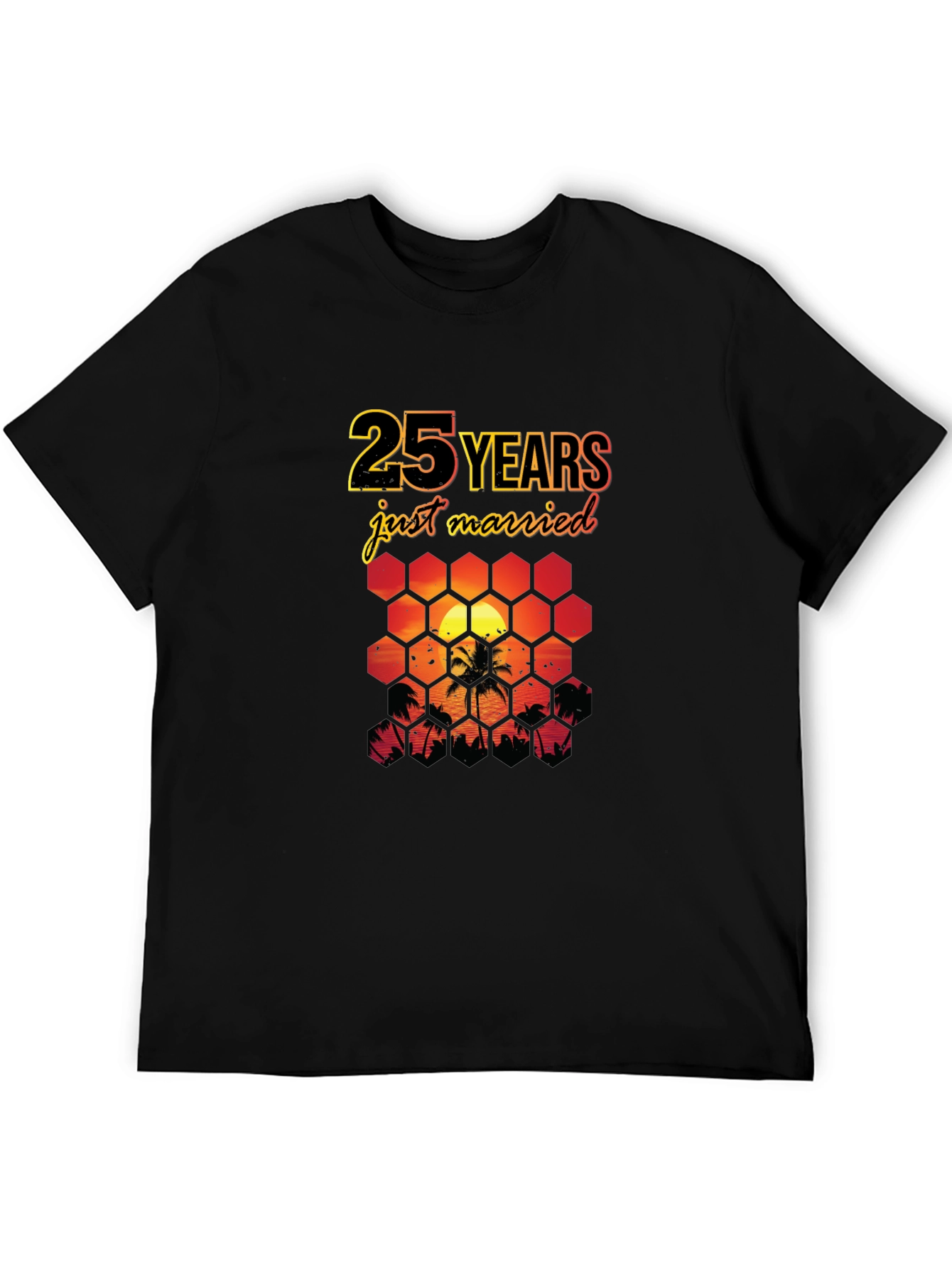 25th Anniversary T-Shirt Just Married Tropical Sunset