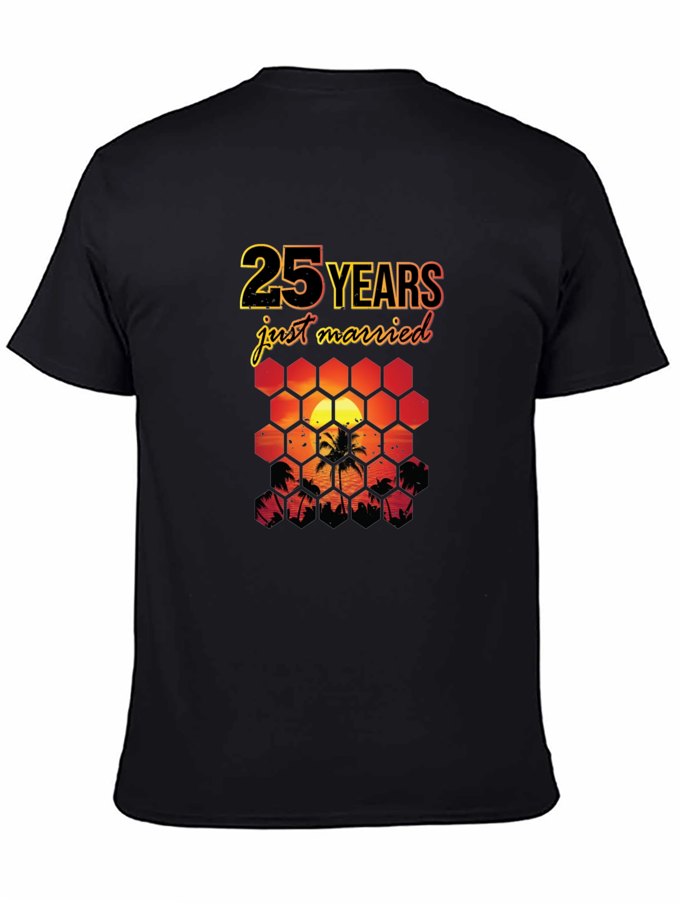 25th Anniversary T-Shirt Just Married Tropical Sunset