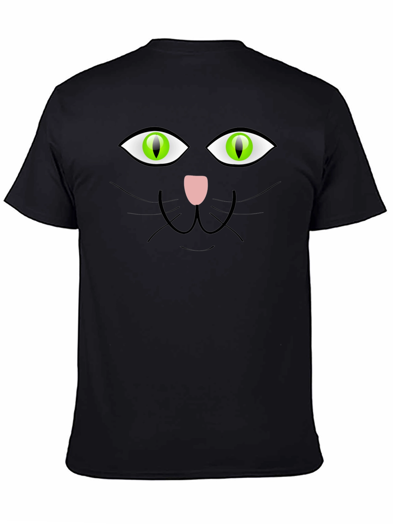 Mens Black Cat Face Graphic T-Shirt