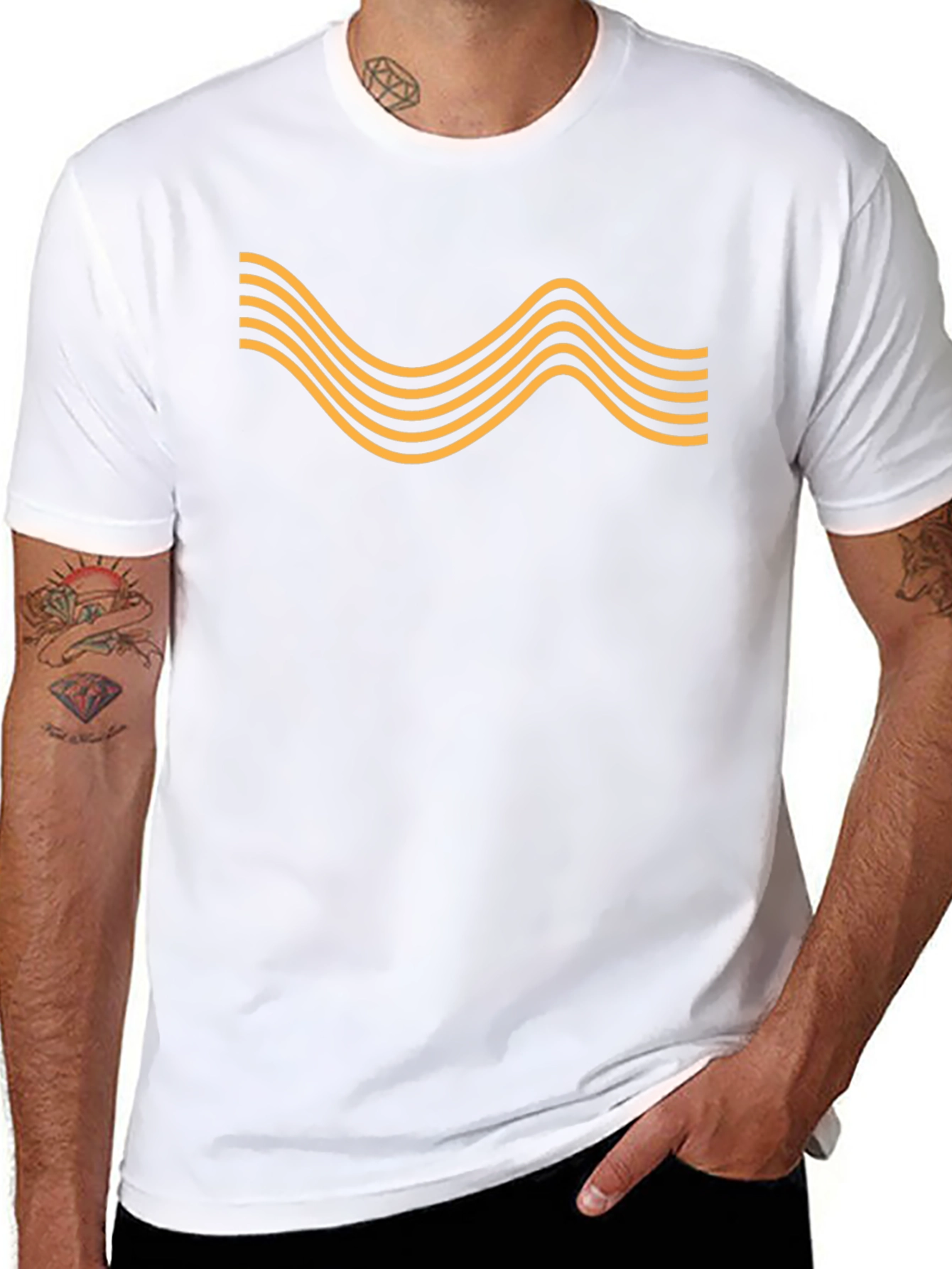 Wavy Line Graphic Tee - Black