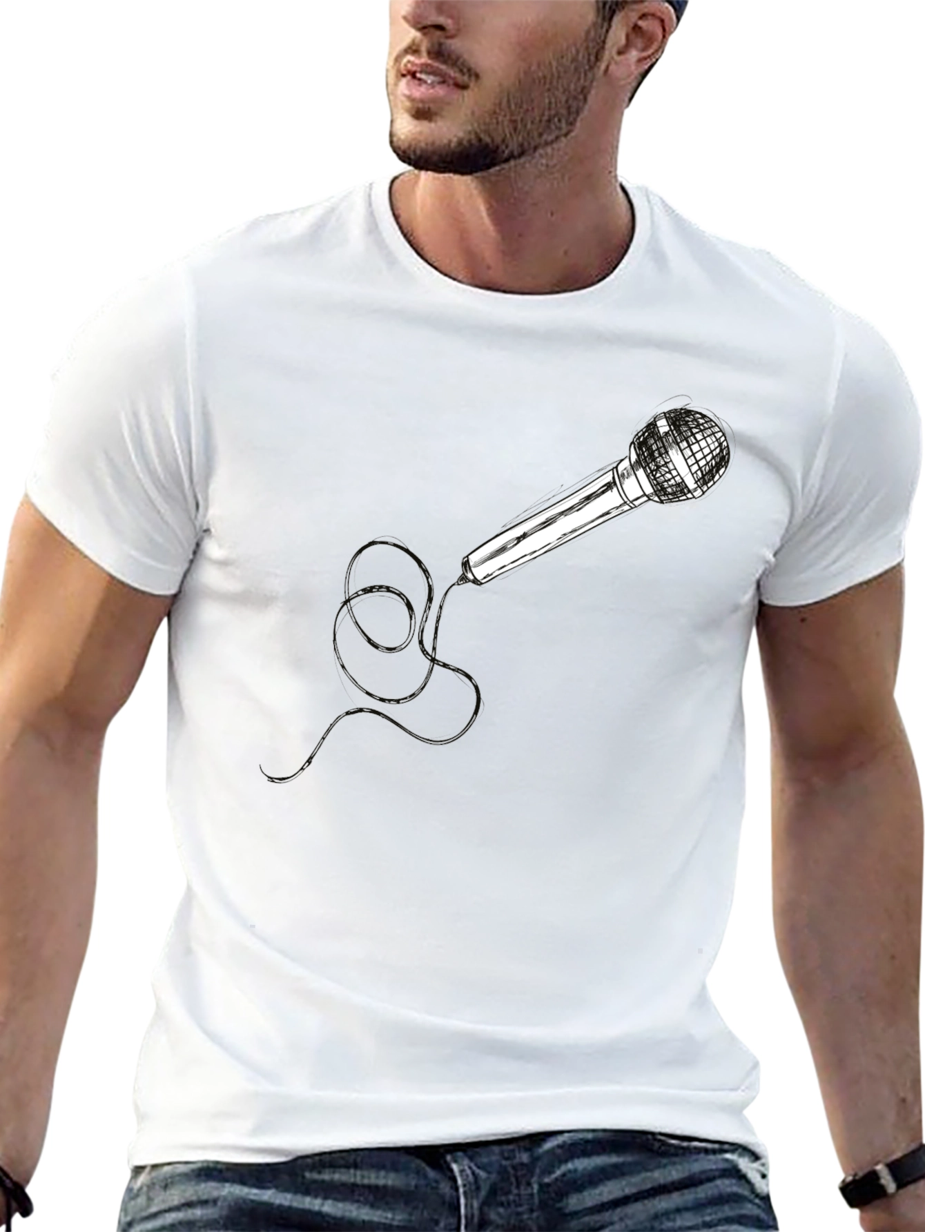 Mic Graphic Black Tee - Cool Musician Style