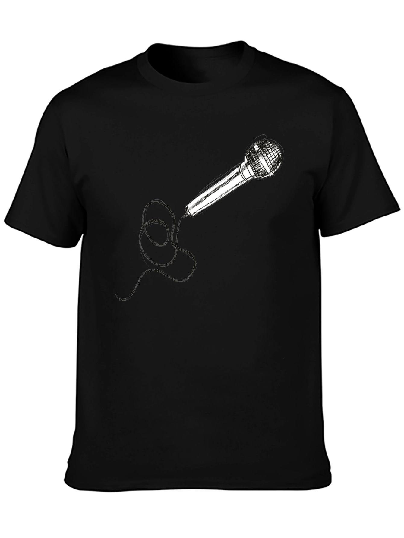 Mic Graphic Black Tee - Cool Musician Style